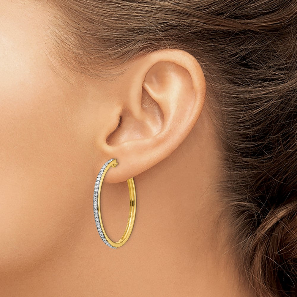 14K Gold Diamond Hinged Hoop Earrings for Women - Elegant Dangle Hoops EM4268 075 YA - Perfect for Weddings, Parties & Everyday Luxury