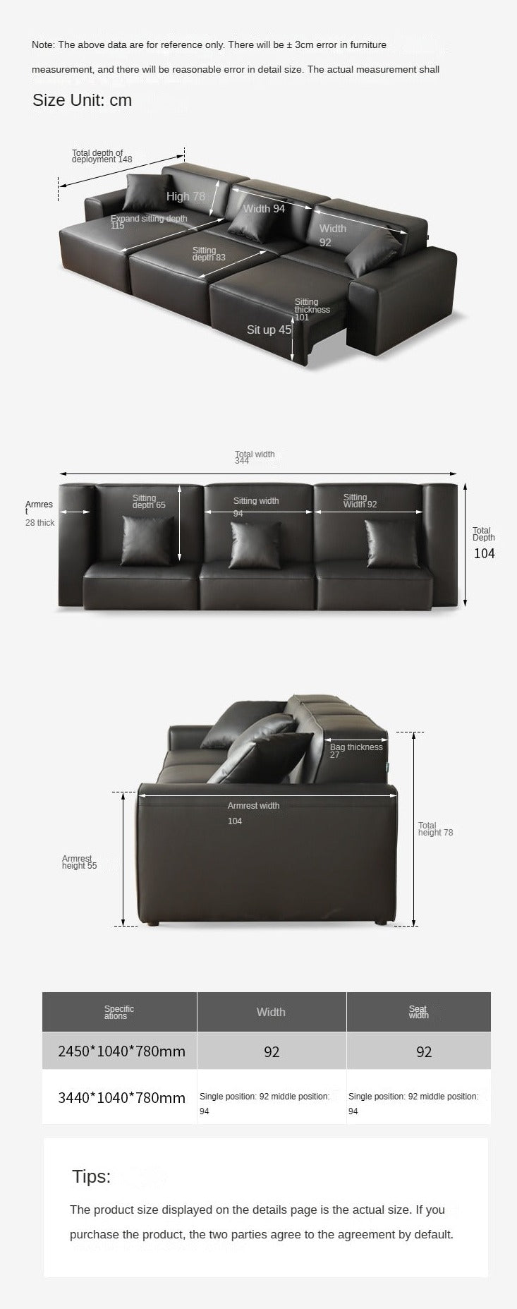 Organic Leather Art Sofa with Retractable Bed - Big Black Bull Electric Sofa Bed for Living Room, Guest Room & Small Space Comfort