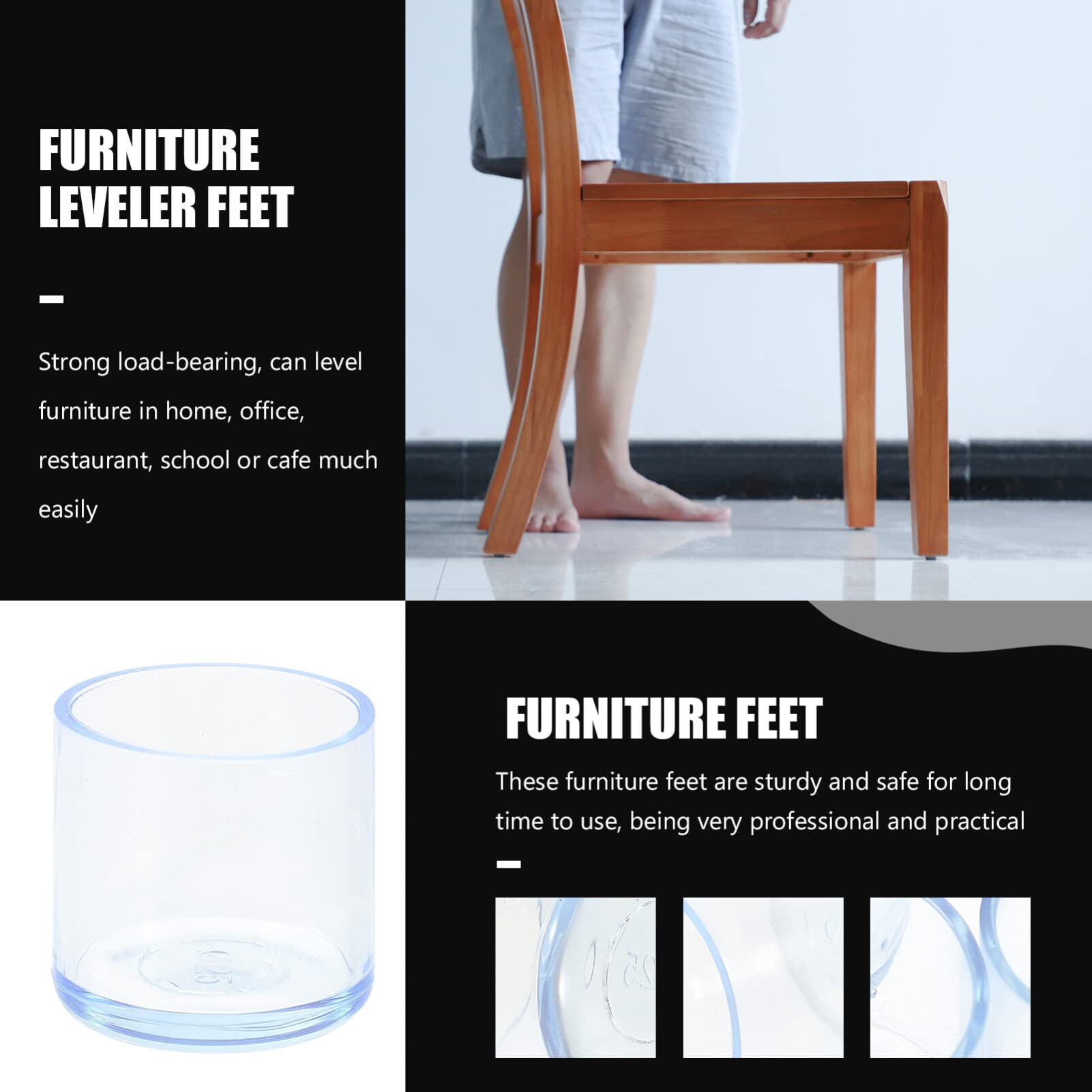 OSALADI 30-Piece Clear Furniture Leg Protectors - Transparent Chair Glides for Hardwood Floors, PVC Floor Sliders for Chairs & Tables - Prevent Scratches & Noise in Home, Office, Restaurant