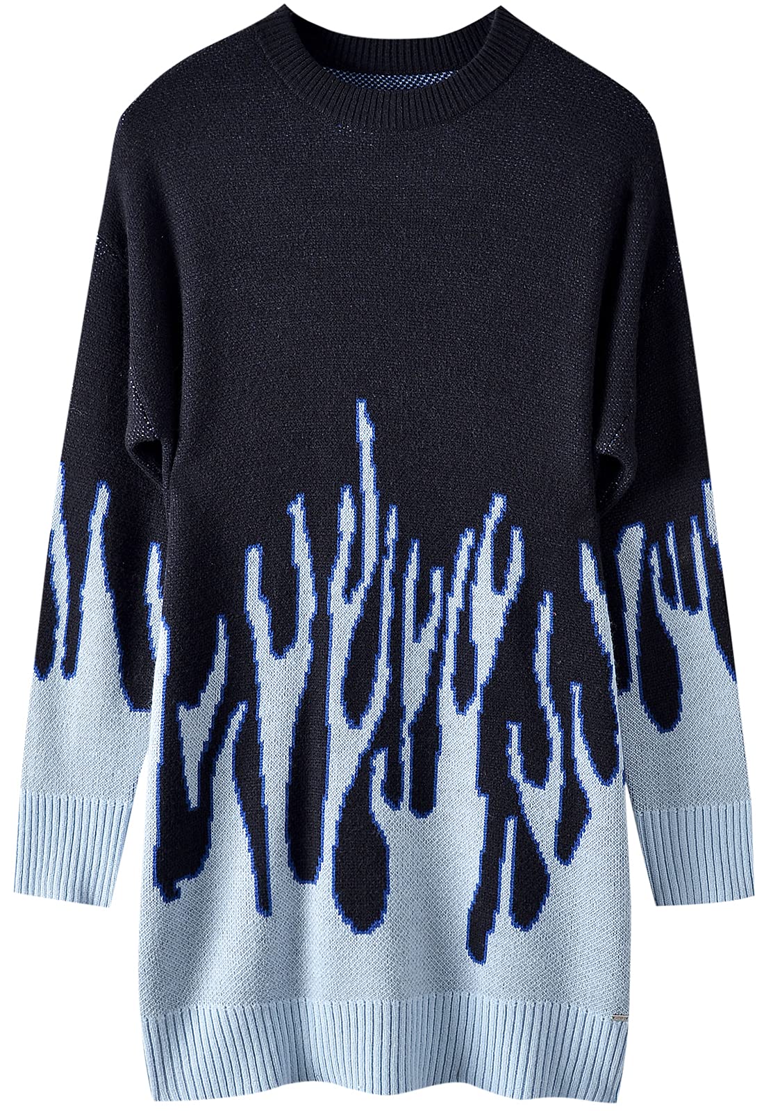 Women's Oversized Batwing Sleeve Knit Sweater - Long Sleeve Casual Pullover Top with Flame Design | Perfect for Fall Layering, Winter Warmth & Stylish Everyday Outfits