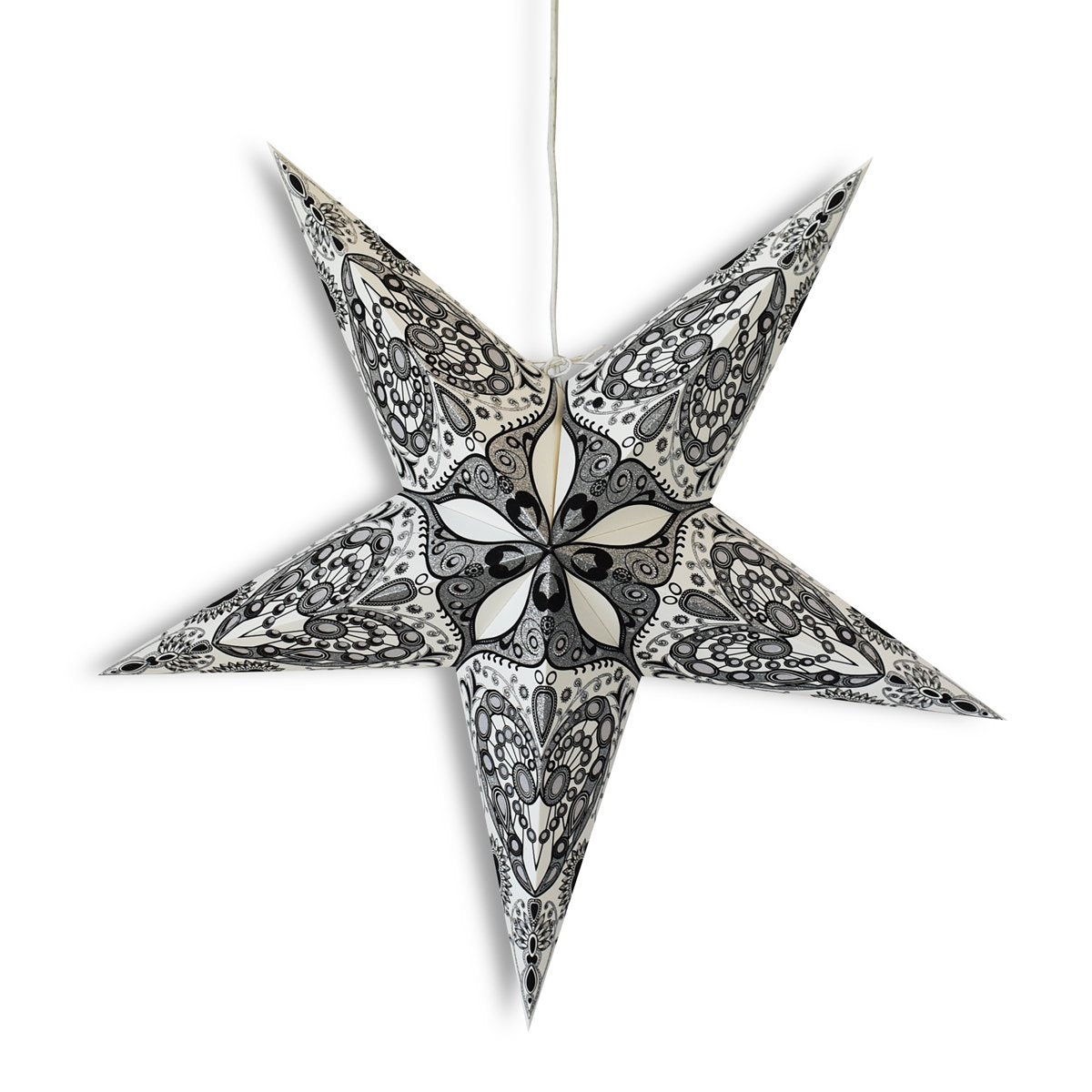 24-Pack White Victoria Glitter Paper Star Lanterns - Elegant Hanging Wedding & Party Decorations for Indoor/Outdoor Events, Baby Showers, Christmas & Home Decor