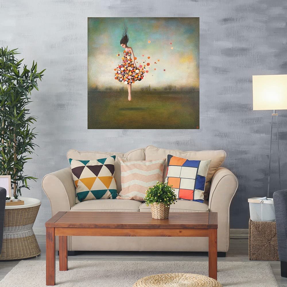 Boundlessness in Bloom - Premium Canvas Wall Art by Artist Duy Huynh - 32x32 Inch Ready-to-Hang Painting for Living Room, Bedroom, Office Decor - Modern Floral Home Decor for Housewarming Gifts & Interior Design