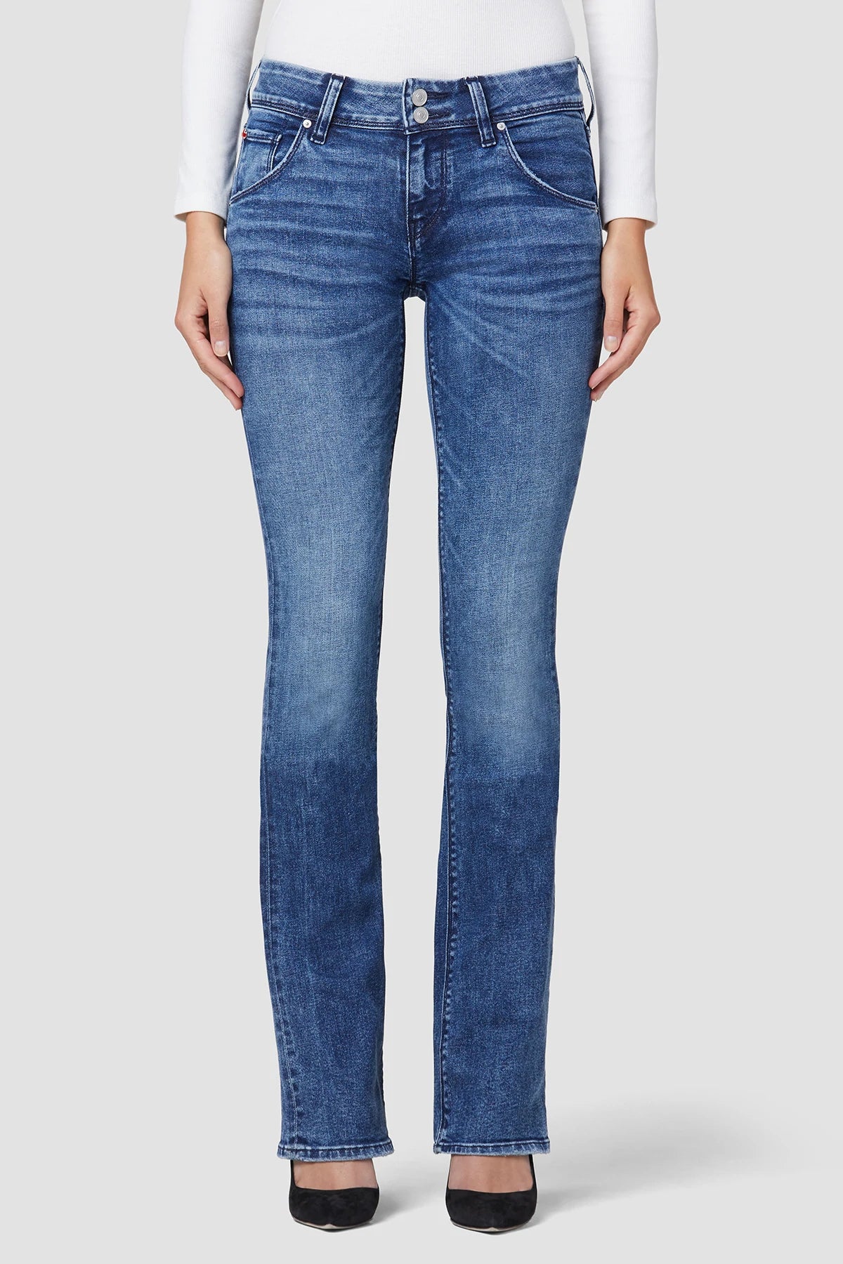 Beth Mid Rise Baby Bootcut Petite Jeans for Women - Memory Lane Collection | Comfortable Stretch Denim Pants for Casual Wear & Everyday Outfits
