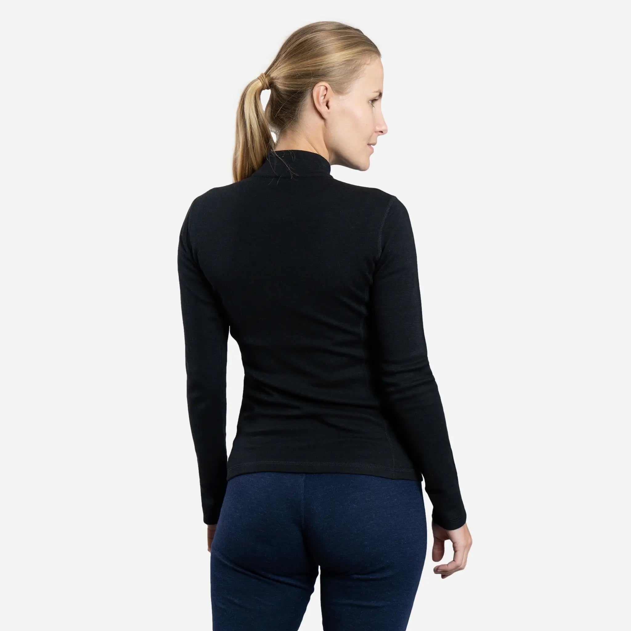 Women's 300 Lightweight Alpaca Wool Base Layer - Half Zip Thermal Top for Hiking, Skiing & Winter Outdoor Activities