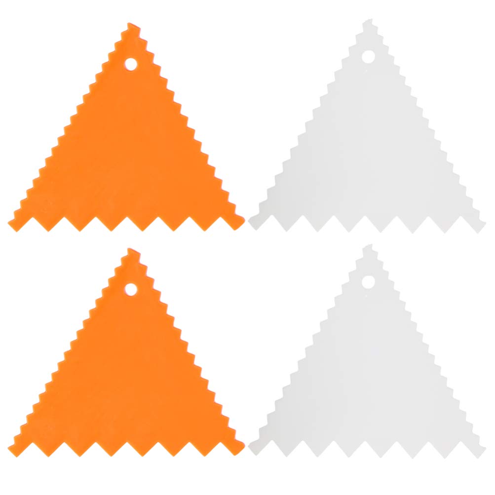 4-Piece Hemoton Cake Scraper Set - Triangular Icing Smoother, Dough Scraper & Decorating Comb for Buttercream Cakes (Random Colors) | Perfect for Cake Decorating, Fondant Smoothing & Baking Tools