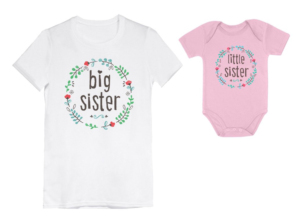 Tstars Big Sister & Little Sister Matching Outfits Set - Cute Sibling Shirts for Girls - Perfect for Family Photos, Birthday Parties & Twin Outfits