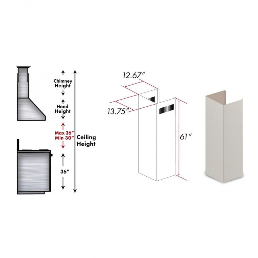 ZLINE 61 Inch Wooden Chimney Extension for Ceilings up to 12.5 Feet - 321TT E Model - Perfect for Kitchen Range Hood Ventilation and Home Decor