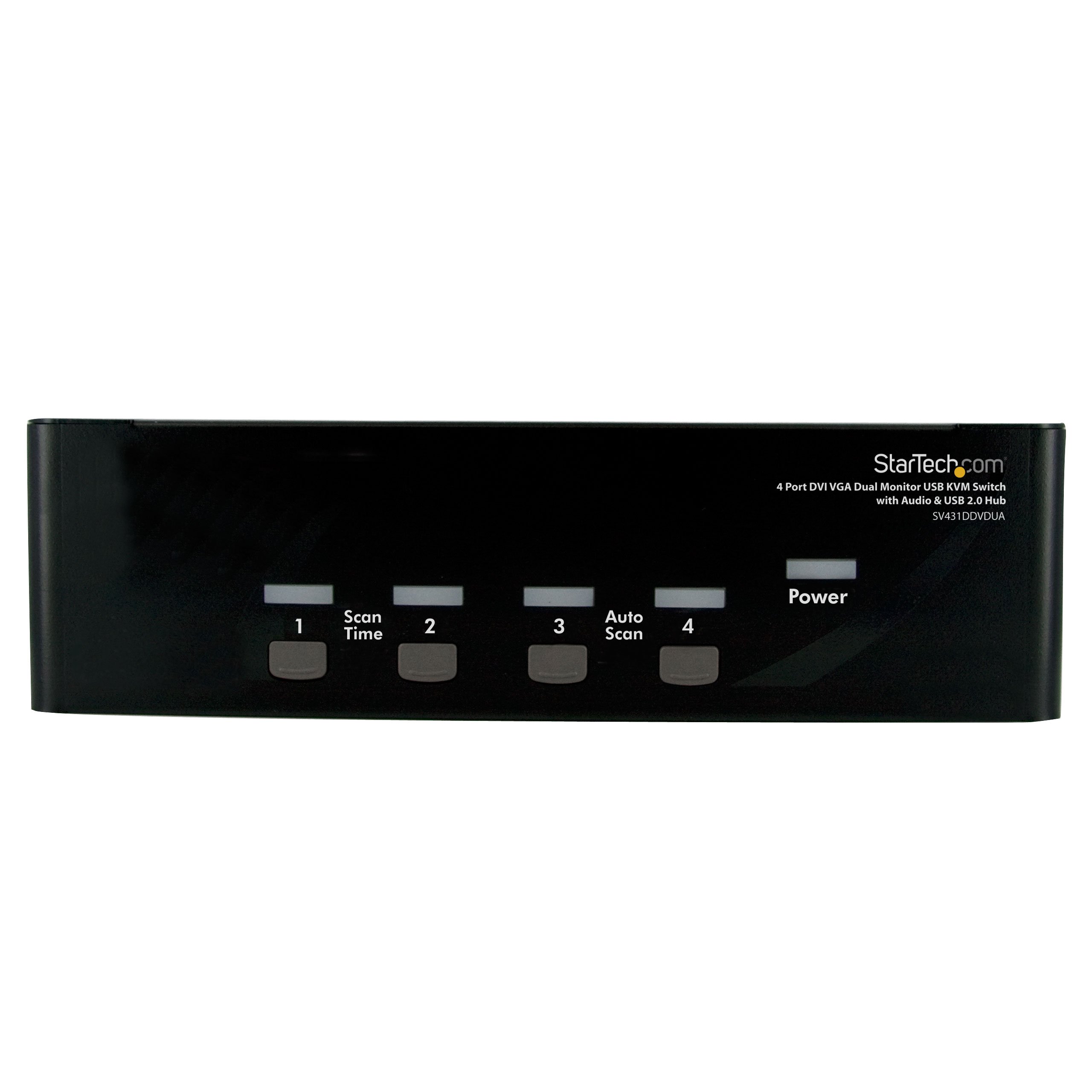 StarTech.com 4 Port DVI VGA KVM Switch with USB 2.0 Hub & Audio Support - Dual Monitor Display for Office & Gaming Setup (SV431DDVDUA)