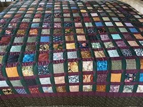 Handmade Amish Squares Quilt - Traditional Patchwork Bedspread for Cozy Home Decor | Perfect for Farmhouse, Rustic & Country Style Bedrooms