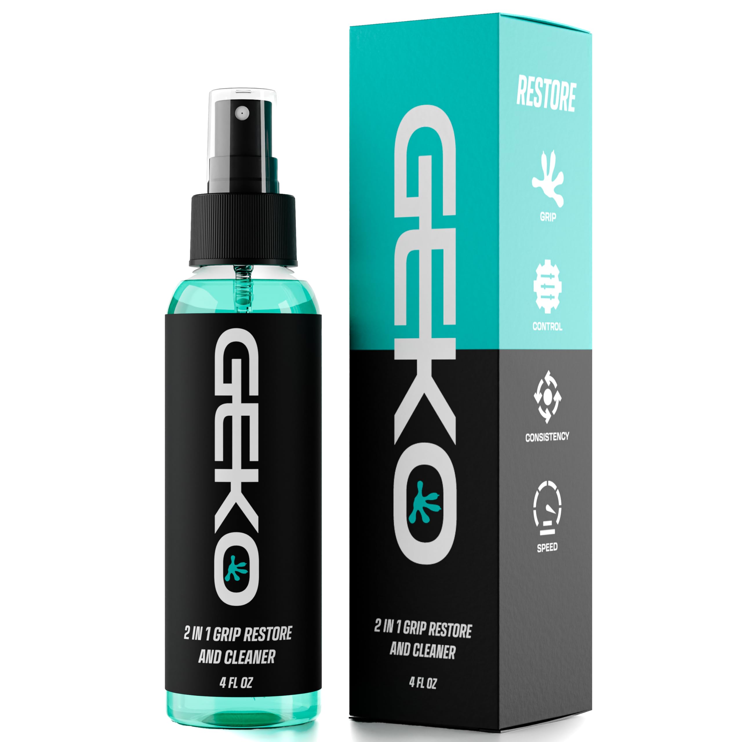 Geko 2 in 1 Grip Restore & Cleaner Spray - Best Sports Grip Enhancer for Golf, Football, Baseball, Basketball, Soccer, Tennis, Pickleball, Volleyball - Removes Dirt, Oil & Restores Traction - Perfect for Game Day, Practice & Outdoor Sports Gear Maintenance