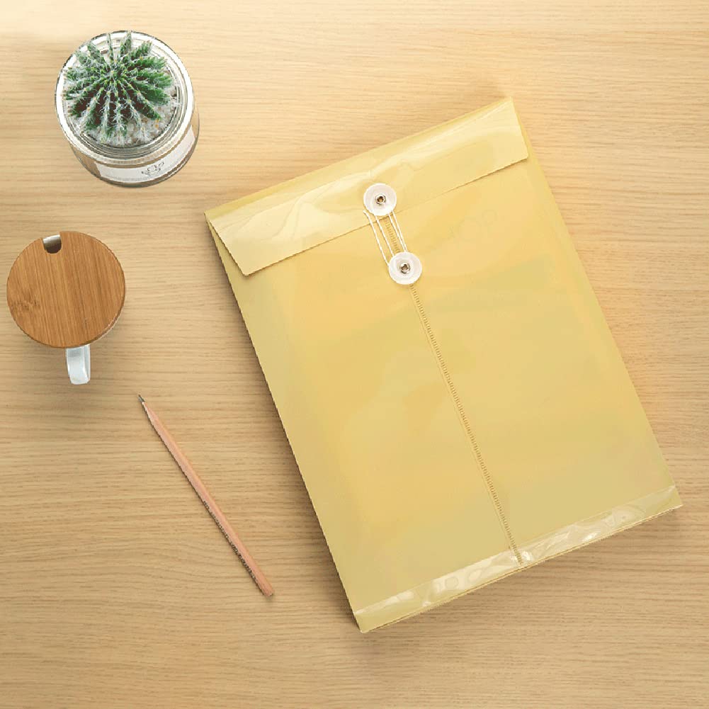 10PCS A4 Plastic File Envelopes - Waterproof Letter Size Document Organizers with Button String Closure for Office, School, Home - Perfect for Storing Bills, Contracts, Projects & Important Papers