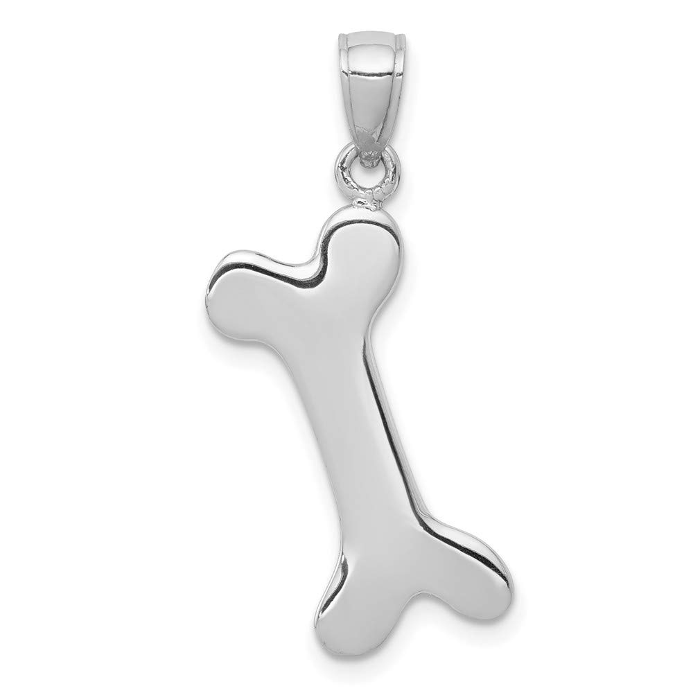 14K White Gold Solid Dog Bone Charm Pendant - Durable & Hypoallergenic Jewelry for Pet Lovers - Perfect for Necklaces, Bracelets & Gifts for Dog Owners