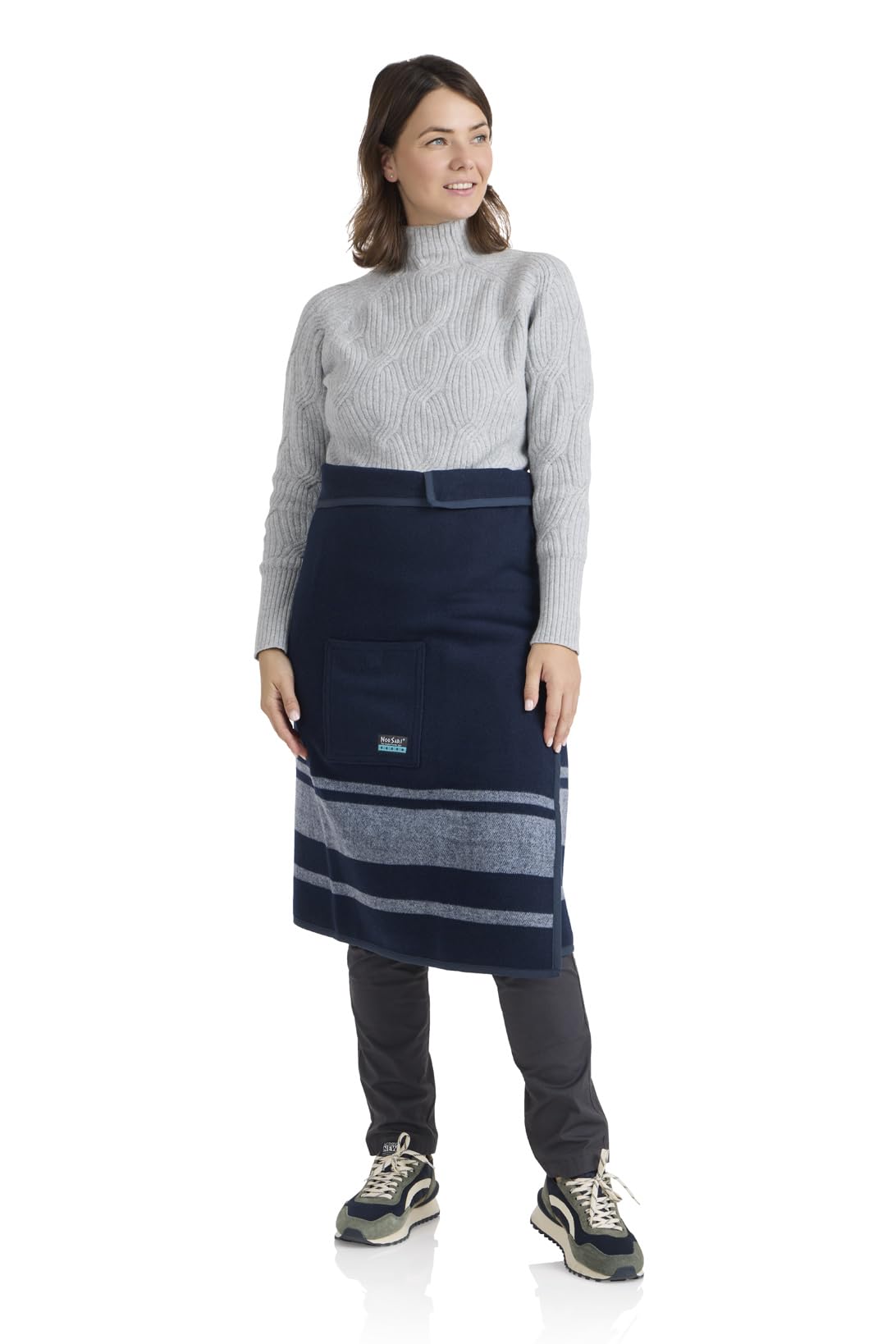 The Wearable Blanket - Ivy League Stripe Navy & Grey Cozy Fleece Blanket Hoodie for Women & Men | Perfect for Lounging, Netflix Nights & Winter Comfort