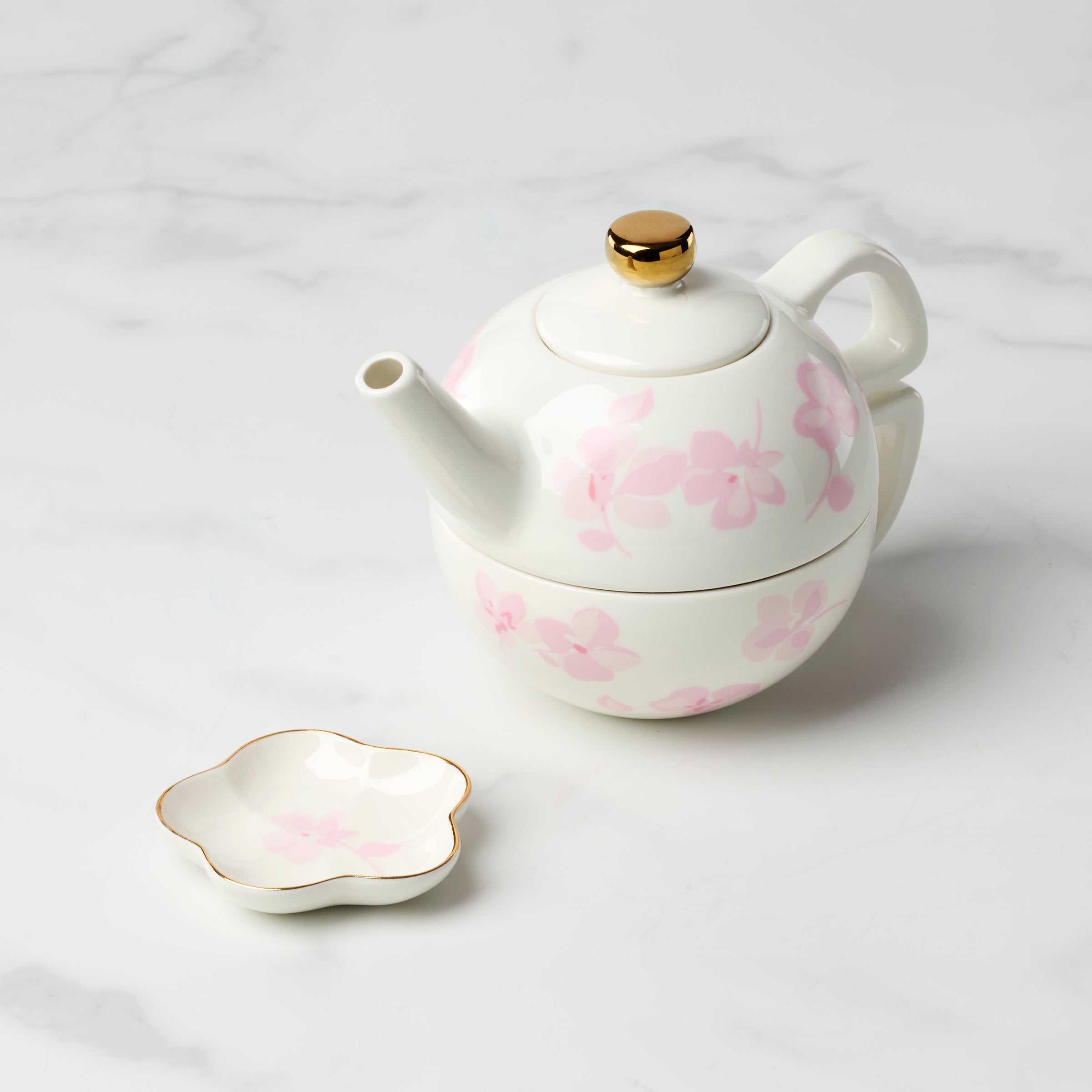 Spring Pansies Tea Set for One - Porcelain Teacup with Infuser and Tea Bag Holder - Perfect for Afternoon Tea, Gifts & Relaxation