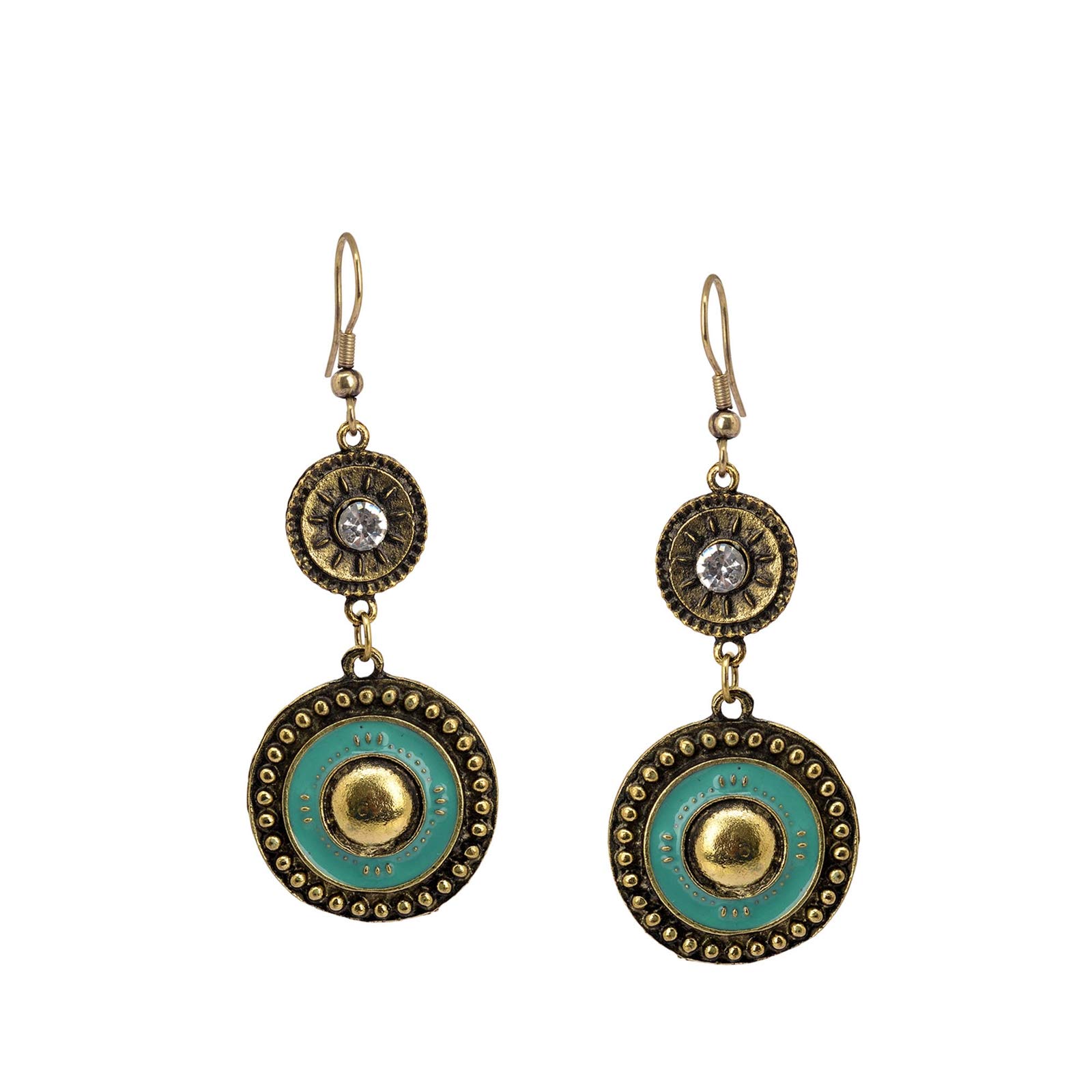 Zephyrr Stylish Tibetan Hook Earrings for Women - Green Statement Boho Jewelry - Perfect for Casual Wear, Festivals, and Boho Fashion Outfits