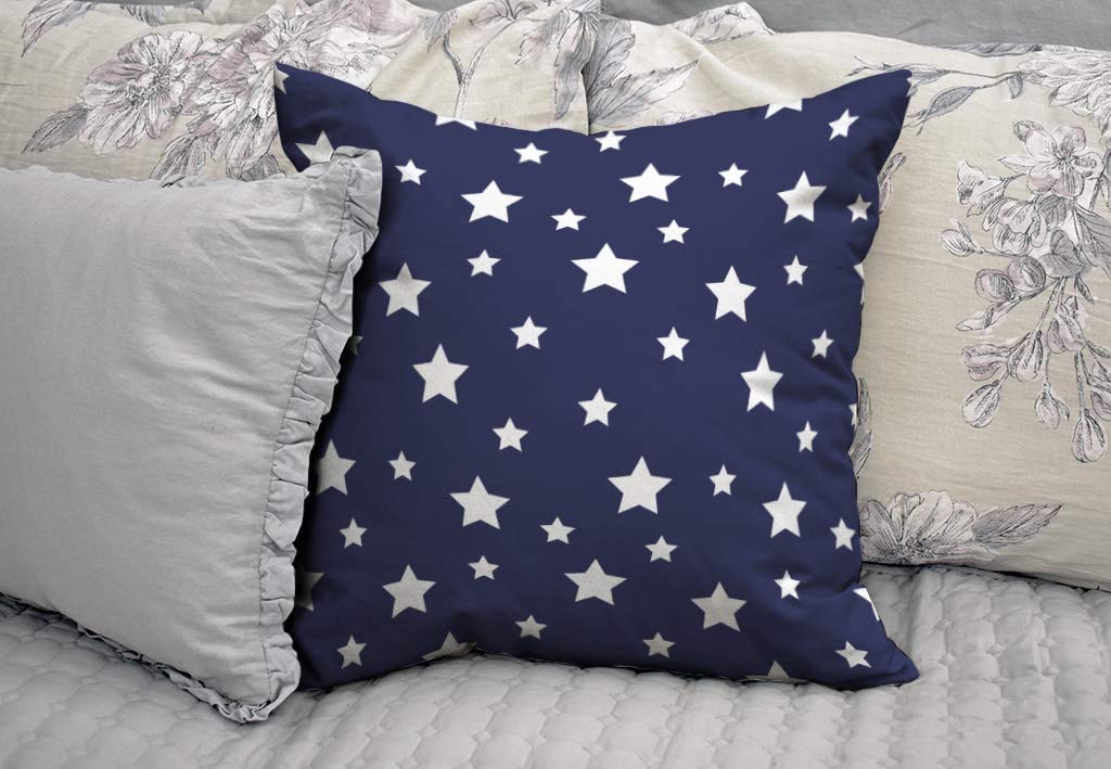 Qudasar Patriotic Star Throw Pillow Covers 22x22 Inch - Blue & White Decorative Couch/Bed Pillowcases for 4th of July, Home Decor, Sofa Cushion Cover - Perfect for Living Room, Bedroom & Car Accessories