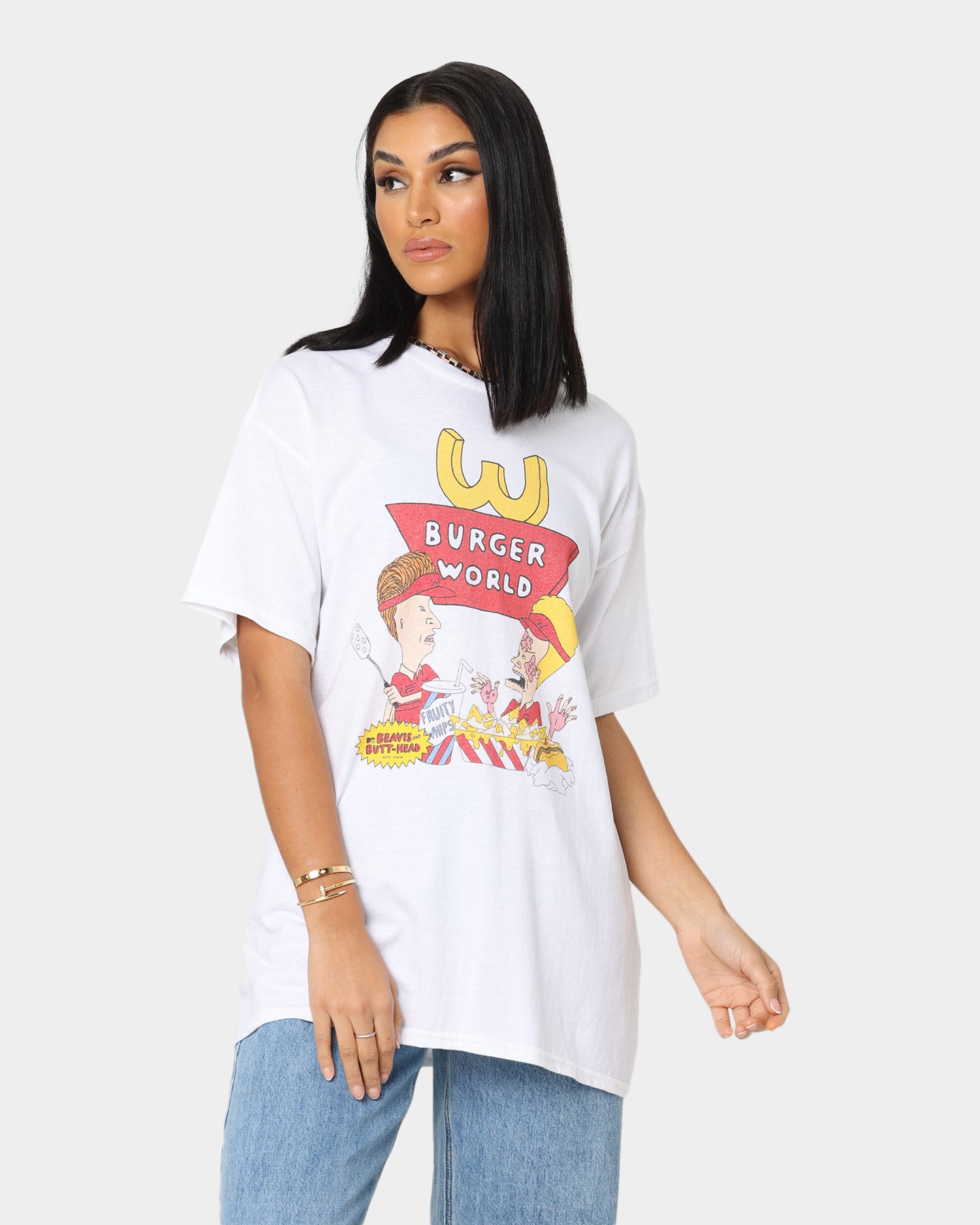 Beavis & Butthead Burger World Graphic T-Shirt - White Cotton Tee for Men & Women - Perfect for Casual Wear, Cosplay & 90s Nostalgia Fans
