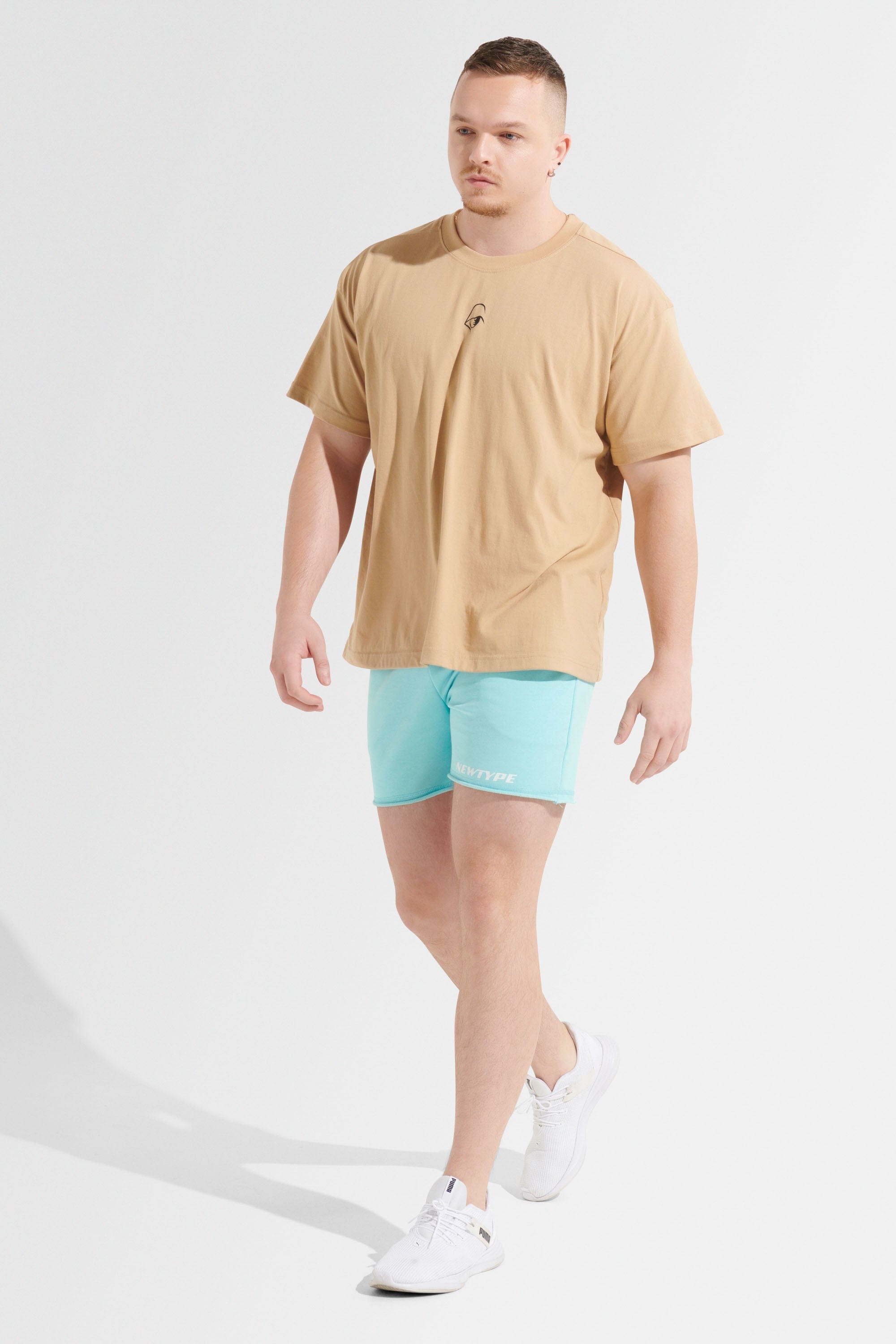 Oversized T-Shirt for Women - Soft Cotton Beige Relaxed Fit Tee - Casual Loungewear & Streetwear Outfits