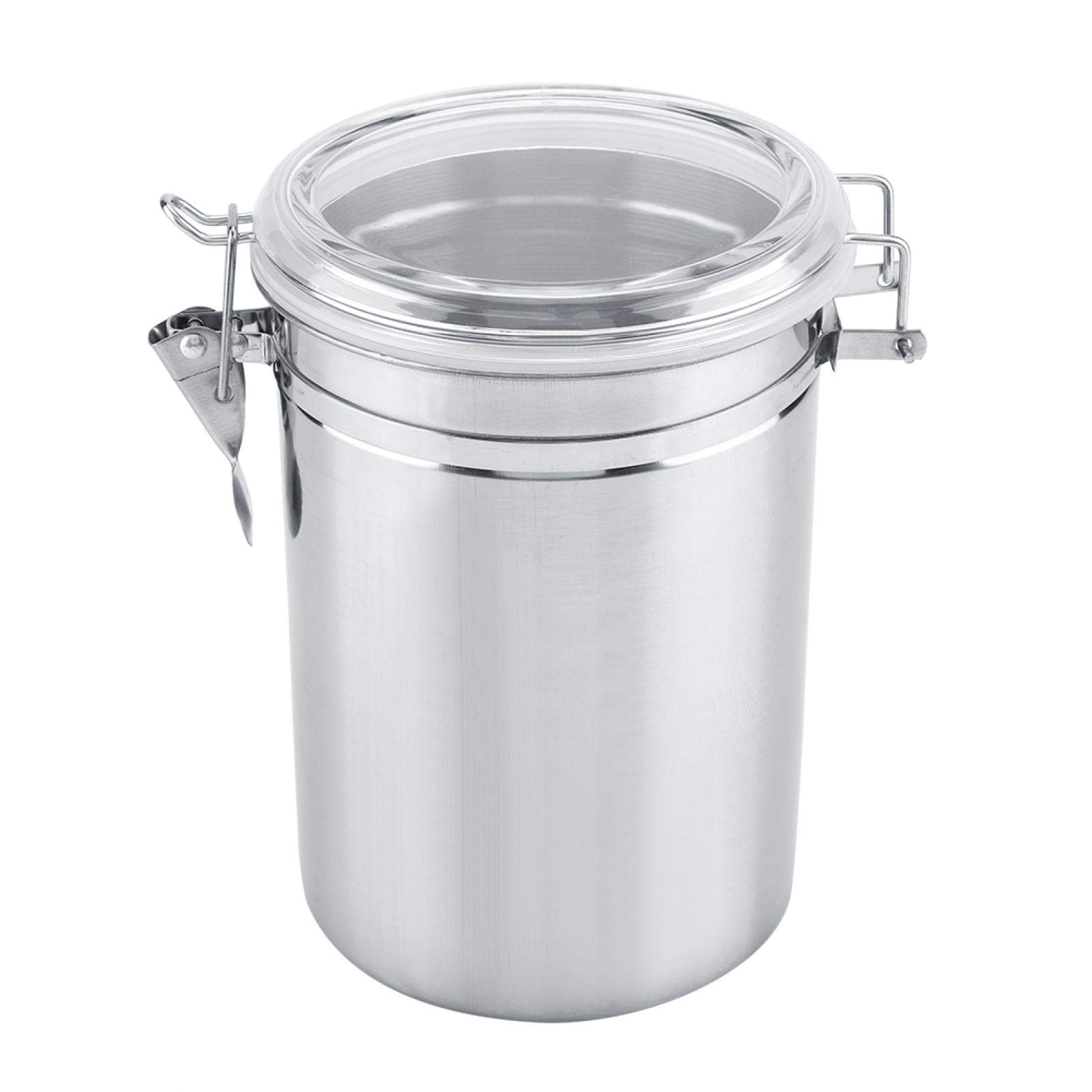 Premium Stainless Steel Coffee Canister - Airtight Ground Coffee & Bean Storage Container with Clear Clamp Lid (1800ml) - Ideal for Kitchen, Pantry Organization & Keeping Coffee, Tea, Flour, Sugar Fresh