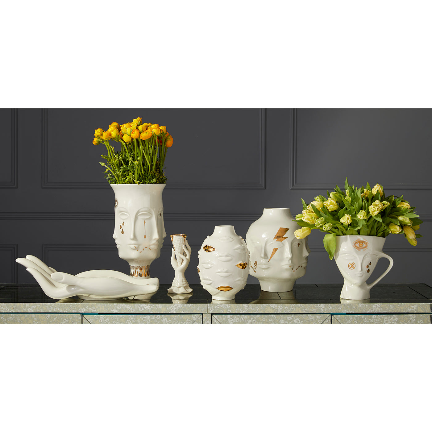 Gilded Dora Maar Large Vase - Elegant Home Decor for Living Room, Dining Table & Wedding Centerpiece