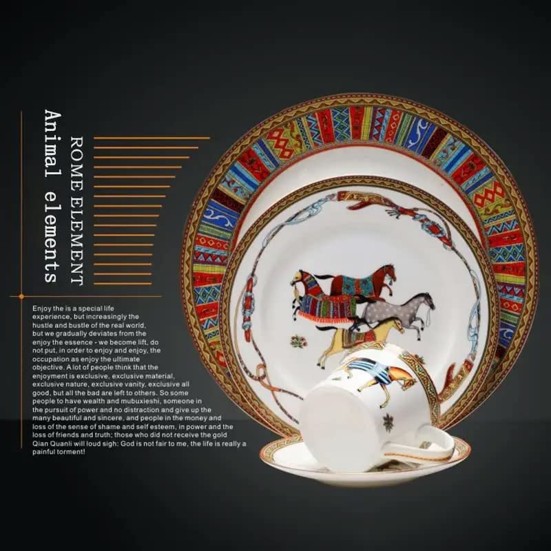 Premium 16-Piece Bone China Dinnerware Set for 4 - Includes 4 Dinner Plates (10.5