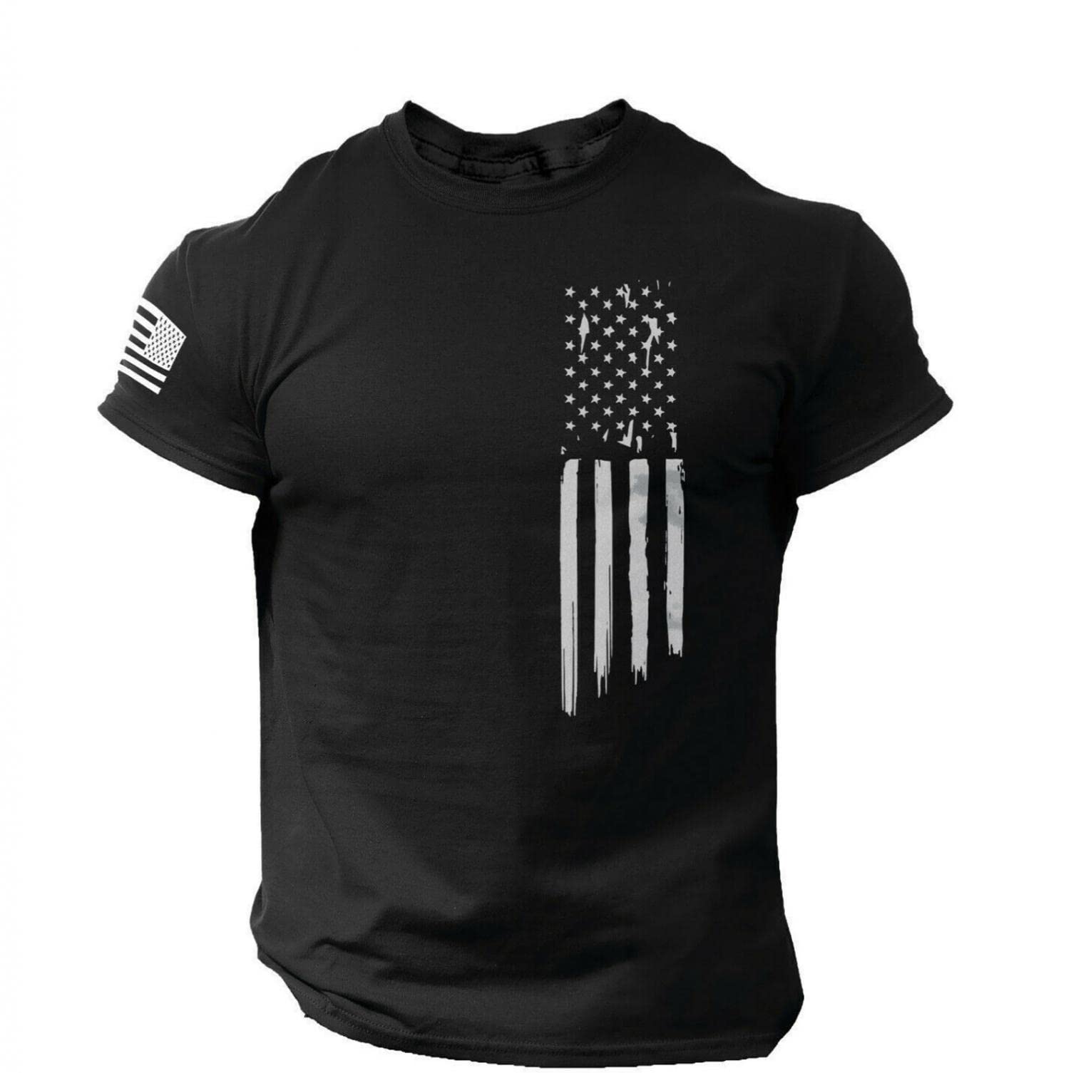Patriotic American Flag Printed Men's Short Sleeve T-Shirt - USNSM Graphic Tee for Men, Comfortable Crew Neck Casual Shirt | Perfect for 4th of July, Memorial Day & Patriotic Events