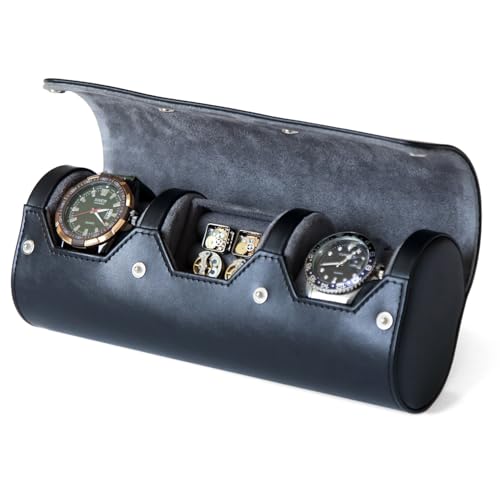 Black 2 Slot Watch and 1 Slot Cufflink box