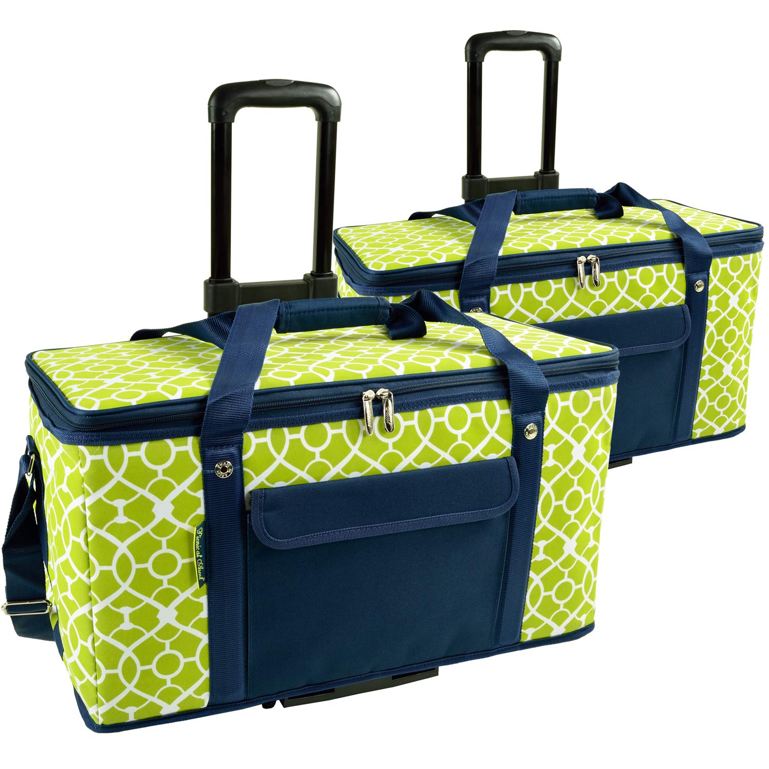 Picnic at Ascot Ultimate Travel Cooler with Wheels - 36 Quart Collapsible Cooler for Camping, Beach & Tailgating - Durable Hard & Soft Hybrid Design - Trellis Green - Pack of 2