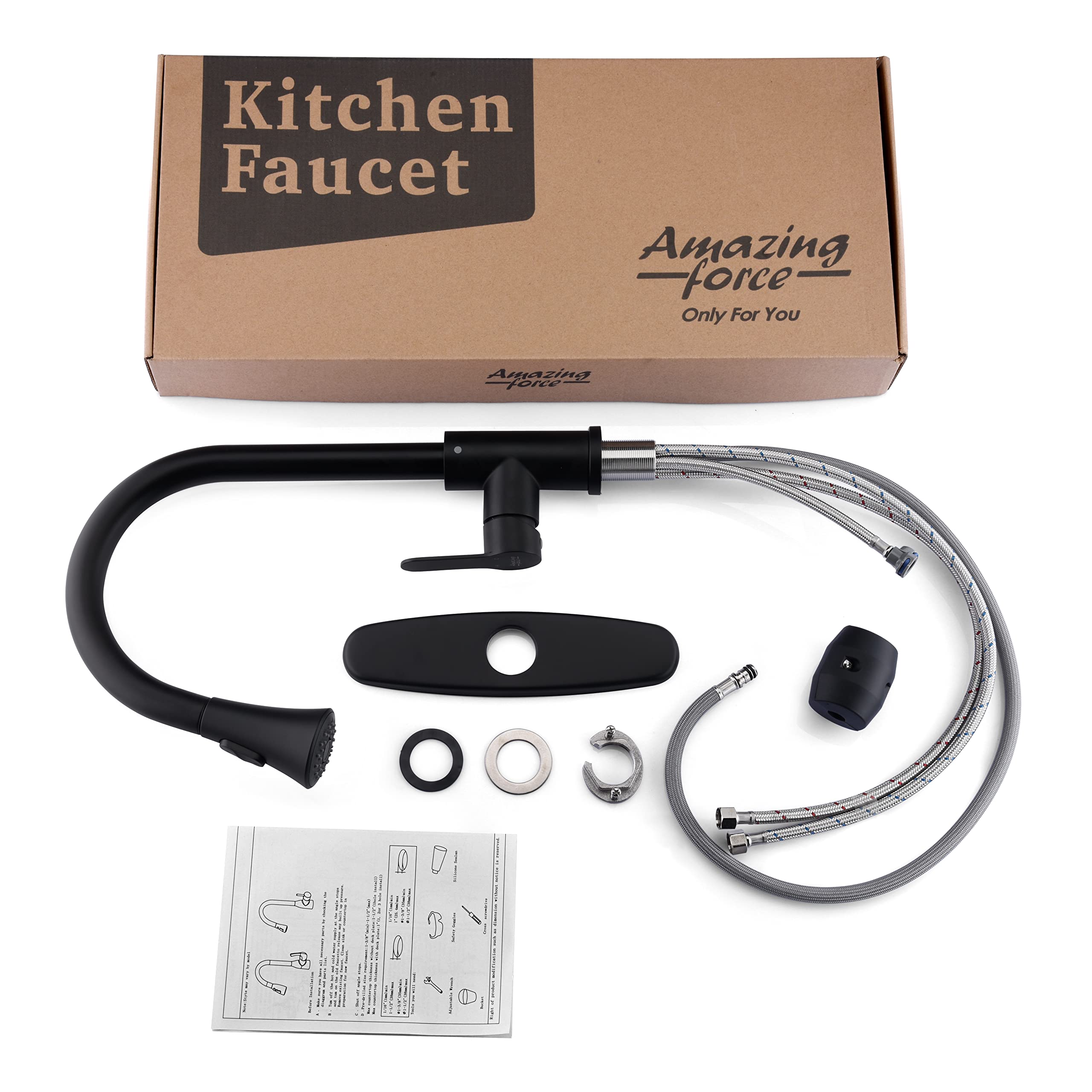 Stainless Steel Pull Down Kitchen Faucet with 2 Spray Modes - Single Handle Matte Black Sink Faucet 1.8GPM for RV, Laundry & Home Kitchen - Perfect for Washing Dishes, Filling Pots & Cleaning Sinks
