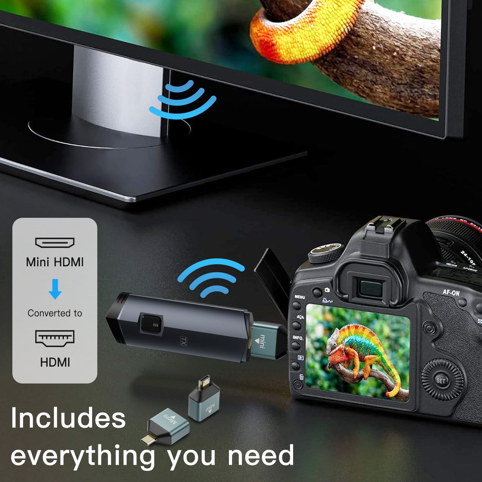 2025 Upgraded Wireless HDMI Transmitter and Receiver 4K - Portable HDMI Extender Kit 100FT Range, Dual Band 2.4G/5G Plug & Play, Stream from Laptop/PC/TV Box/Camera to Monitor/Projector/HDTV (Black) - Perfect for Home Theater, Conference Room & Gaming Setup