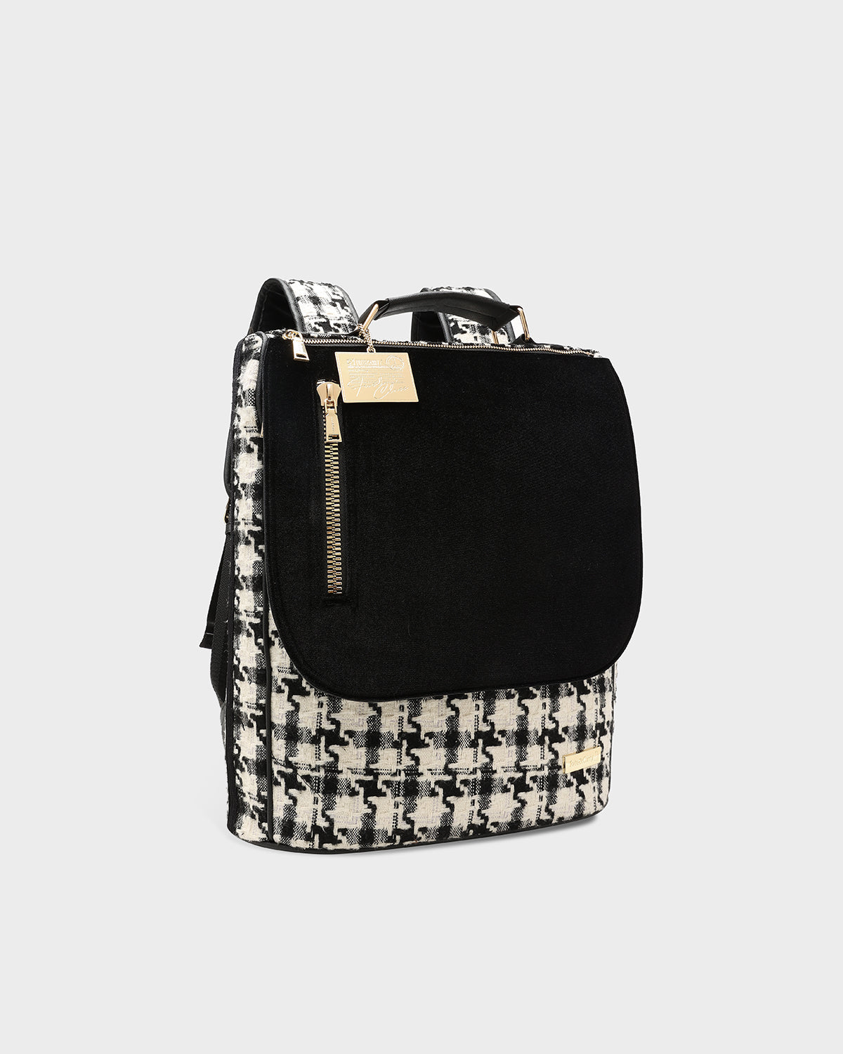 Stylish Black & White Houndstooth Backpack for Women & Men - Trendy Checkered Pattern School, Work & Travel Laptop Bag - Perfect for Office, College & Daily Commute