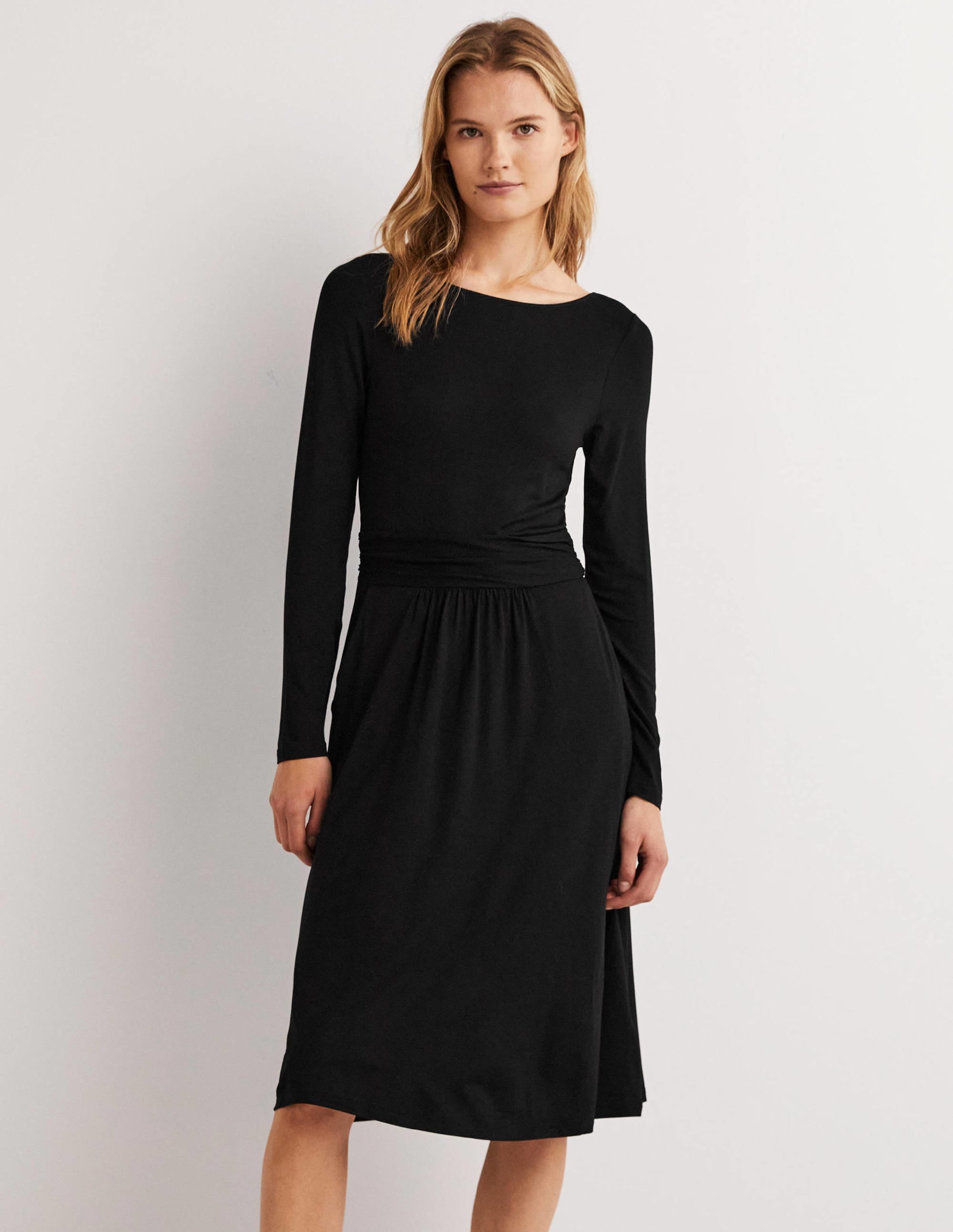 Abigail Jersey Dress Black - Comfortable Stretchy Casual Dress for Women - Perfect for Everyday Wear, Office, and Date Nights