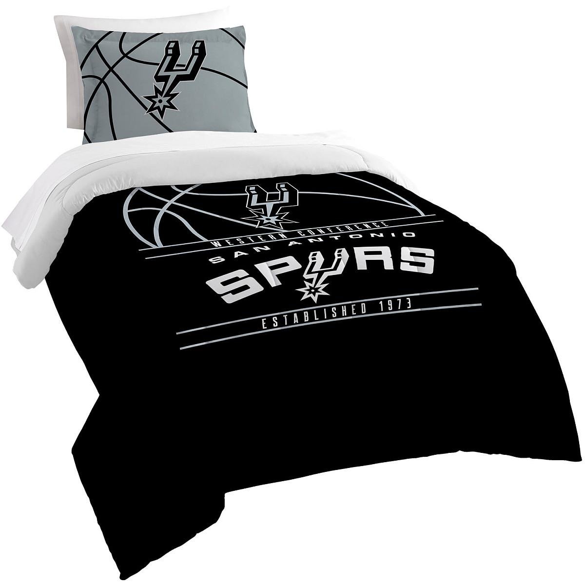 Official NBA San Antonio Spurs Reverse Slam Twin Comforter Set with Sham - Licensed Team Logo Bedding for Fans - Perfect for Game Nights & Sports-Themed Bedrooms