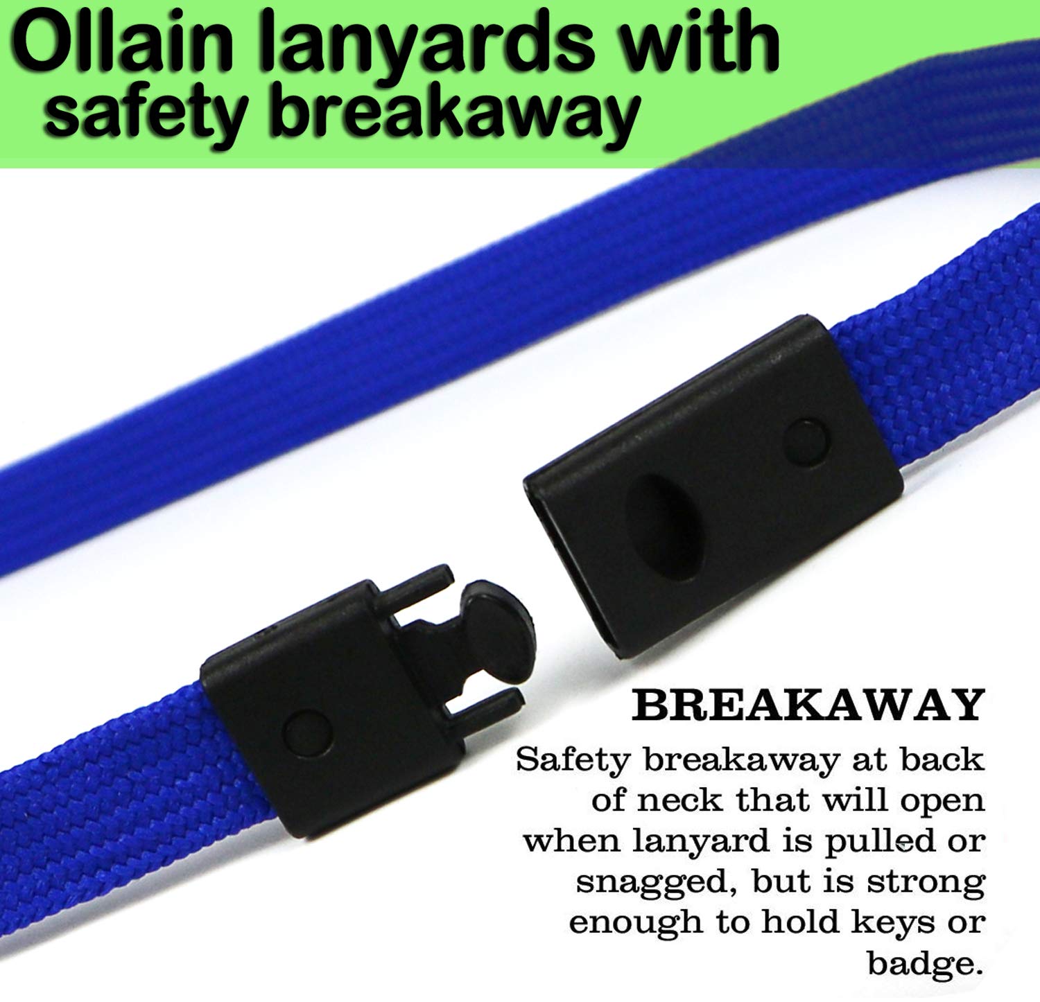 Premium Breakaway Lanyards with J-Hook - 50 Pack (Blue) for ID Badges & Business Cards - Office & Cruise Use