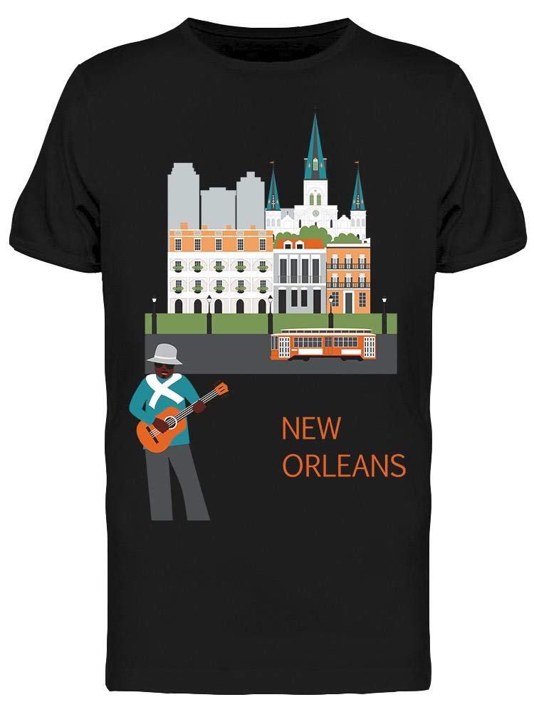 Vintage New Orleans Guitar Print T-Shirt for Men - Casual & Music Lover Tee - Perfect for Concerts, Music Festivals & Street Style