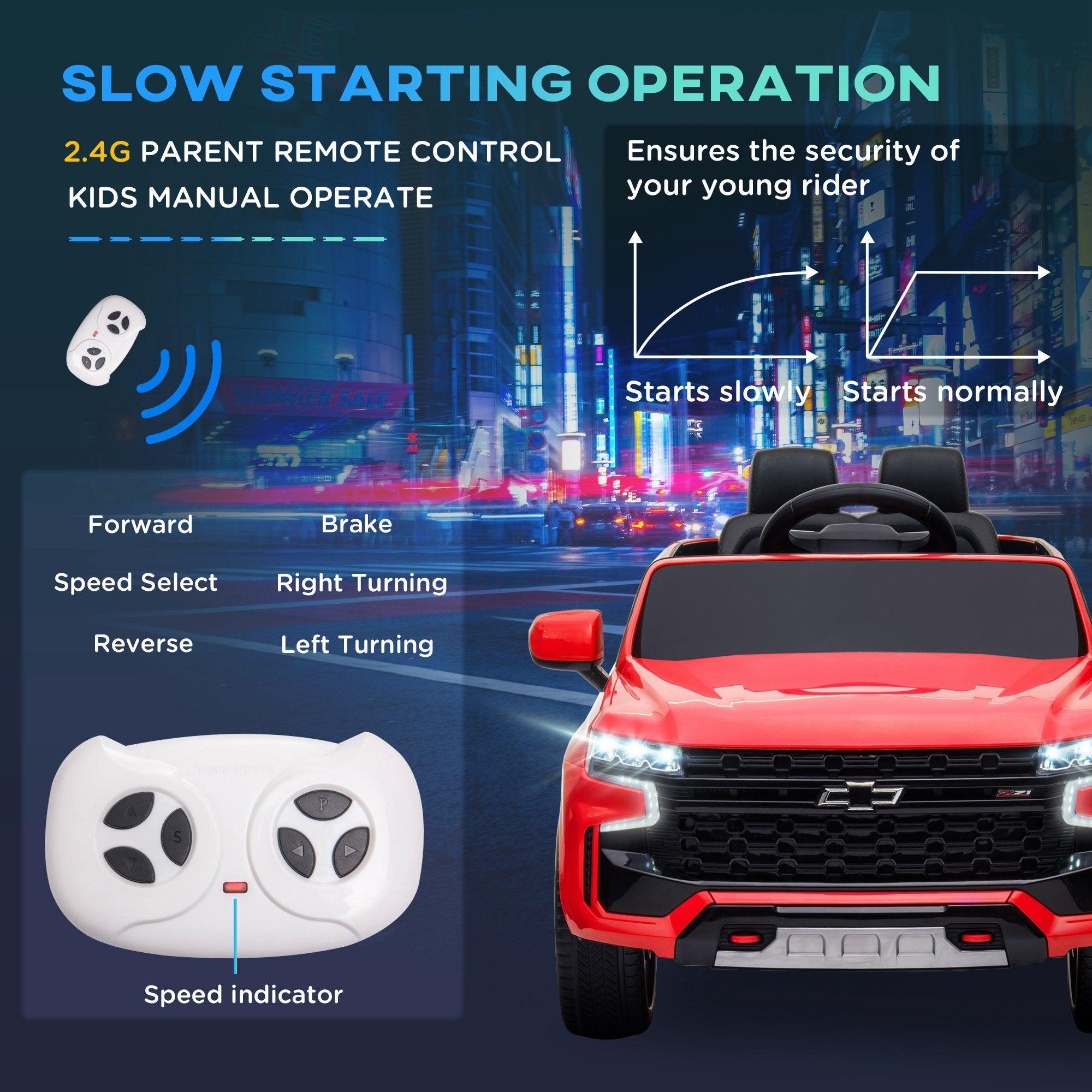 Chevrolet TAHOE Licensed 12V Battery Powered Kids Electric Ride-On Car with Parent Remote Control, Music, Lights & Horn - Red Toy Car for Boys & Girls Ages 3-6 | Perfect for Birthday Gifts, Outdoor Play & Backyard Fun
