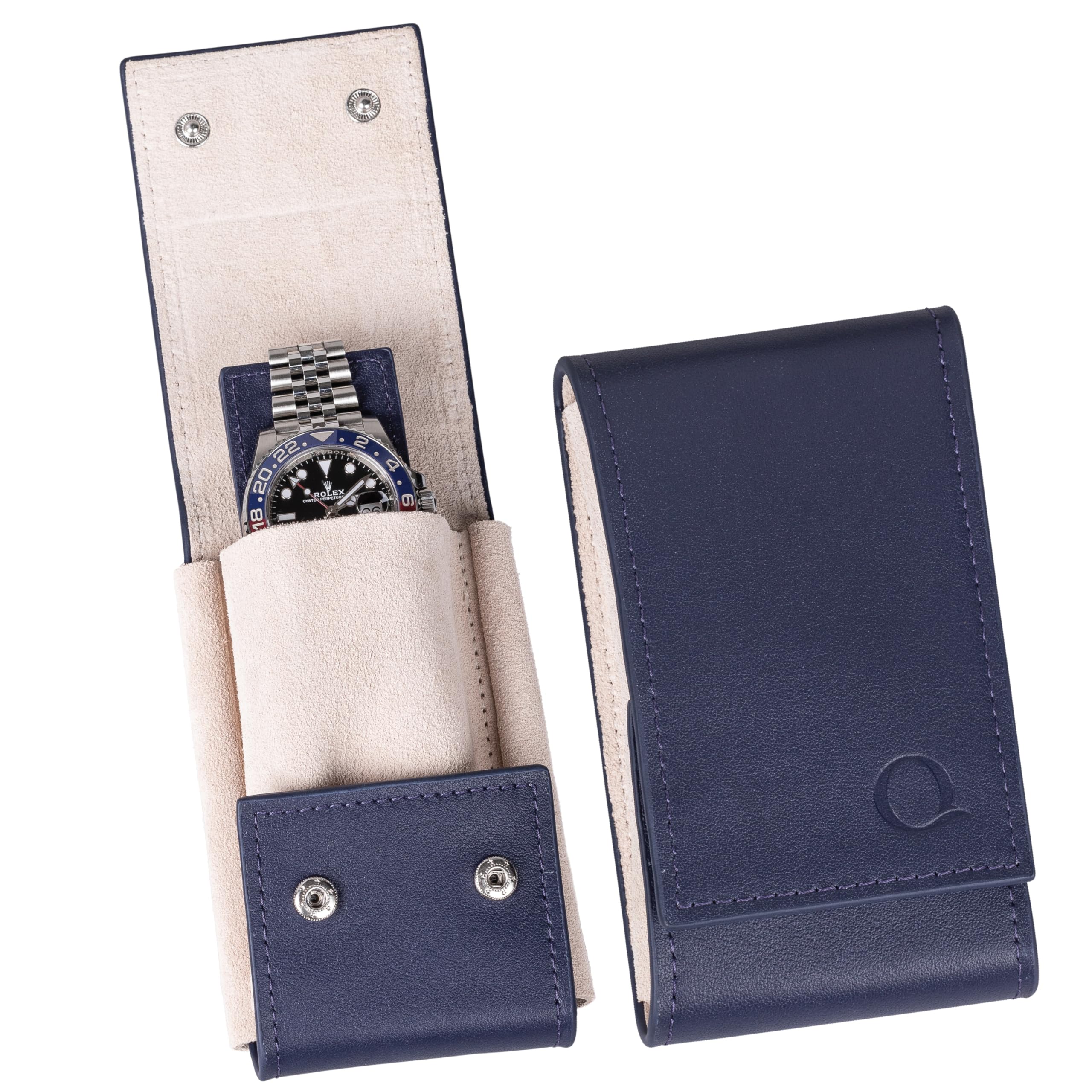 Premium Genuine Leather Watch Travel Case Pouch - Holds 1 or 2 Watches - Luxury Watch Accessory in 10 Colors - Perfect for Business Trips, Vacations & Watch Collection Storage