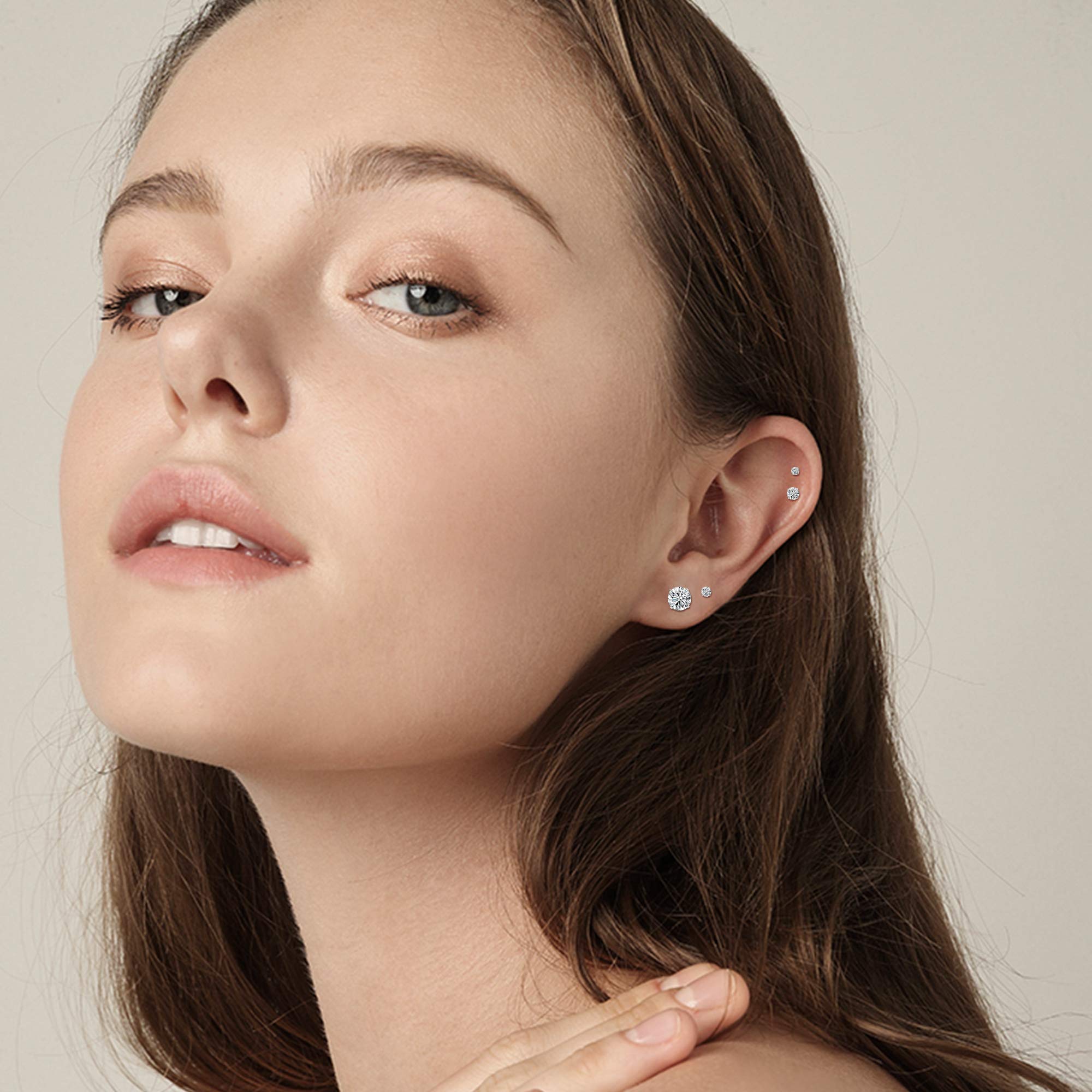5 Pairs Stainless Steel Cubic Zirconia Stud Earrings Set for Women & Men - Tiny Lab Diamond Helix Cartilage Ear Studs - Perfect for Daily Wear, Gifts & Special Occasions
