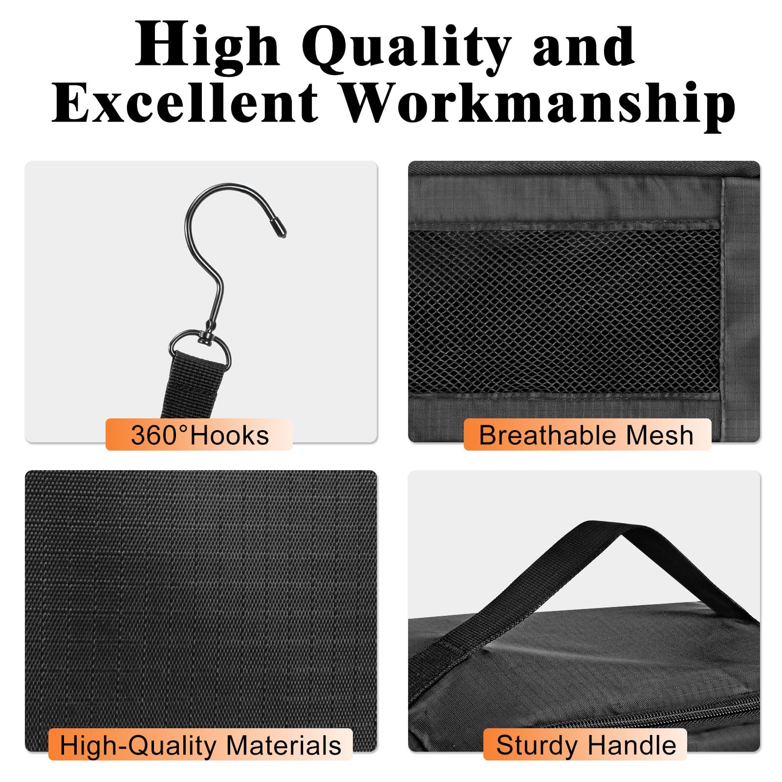 Hanging Travel Organizer for Suitcases - Portable Packing Cubes & Carry-On Luggage Organizer | Black Medium Size | Perfect for Air Travel, Cruise Vacations & Business Trips