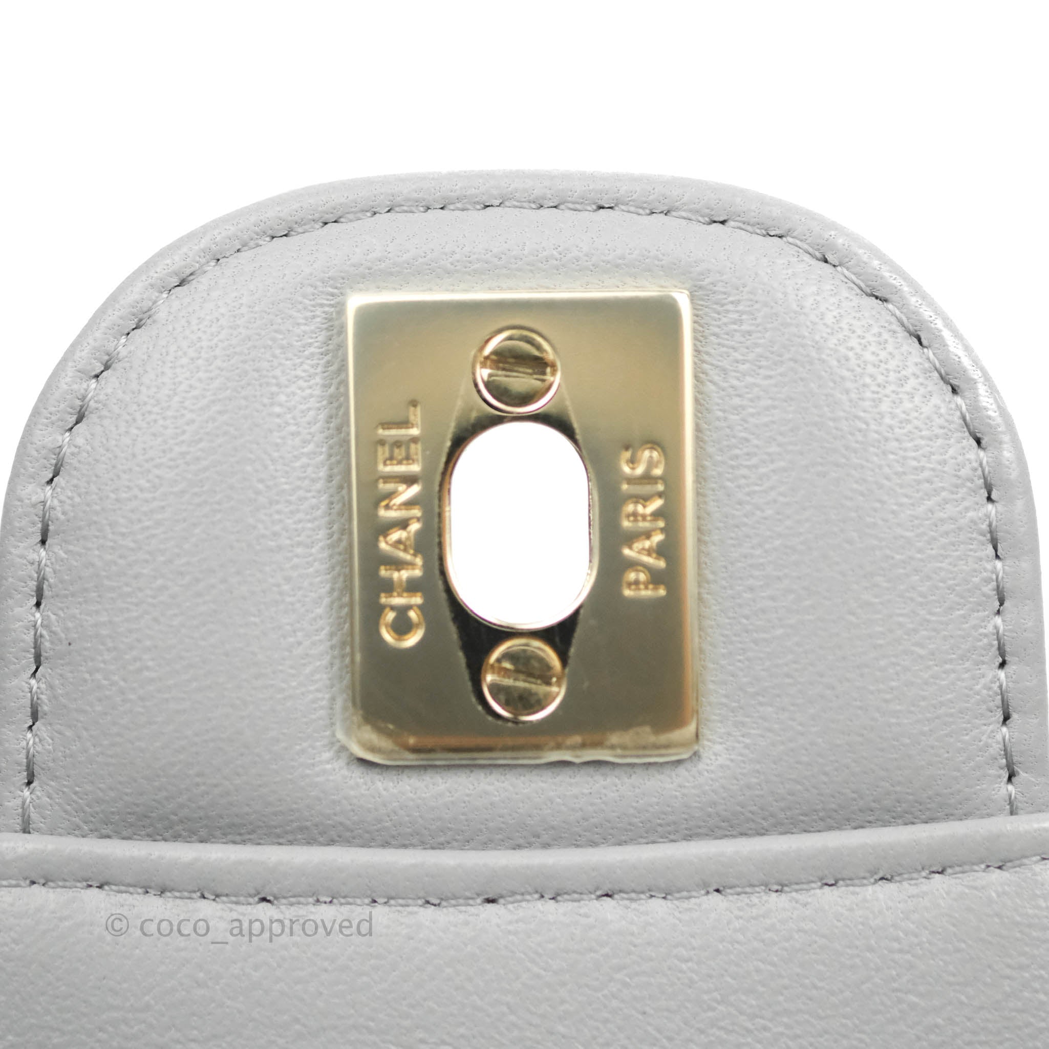 Chanel Chevron Mini Rectangular Flap Bag in Grey Lambskin Leather with Gold Hardware - 20S Collection | Luxury Crossbody Purse for Women, Perfect for Parties & Evening Events