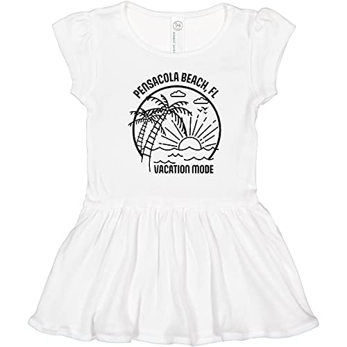 Inktastic Summer Vacation Mode Pensacola Beach Florida Toddler Dress - Cute Floral Print Short Sleeve Girls' Dress for Beach Outings, Family Vacations & Summer Playdates