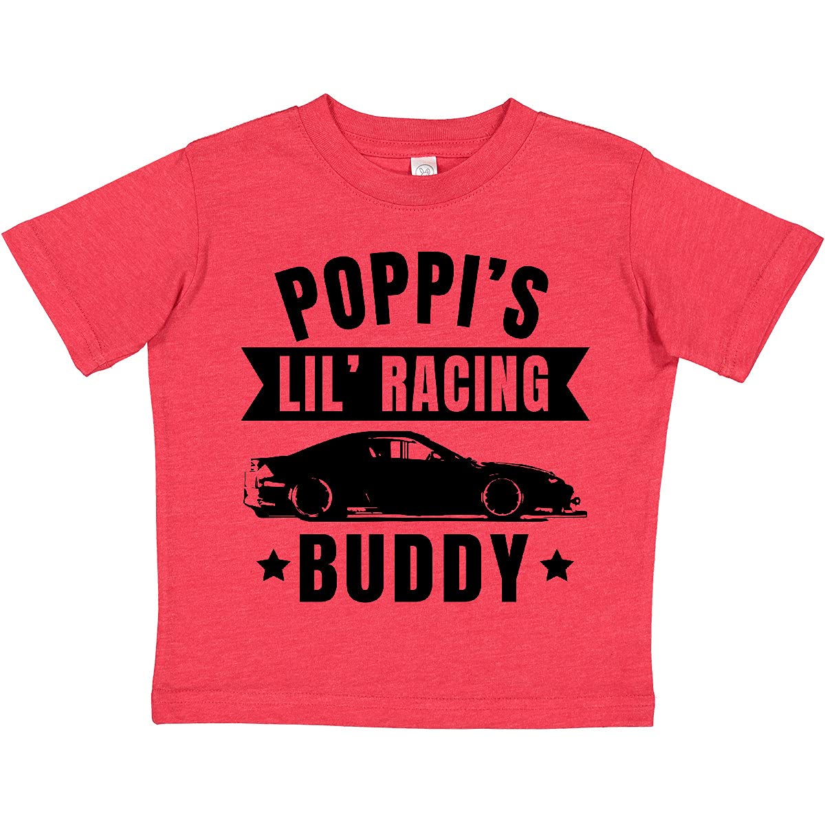Inktastic Poppis' Lil' Racing Buddy with Car Silhouette Toddler T-Shirt - Cute Graphic Tee for Baby Boys & Girls - Perfect for Playdates, Birthday Parties & Family Outings