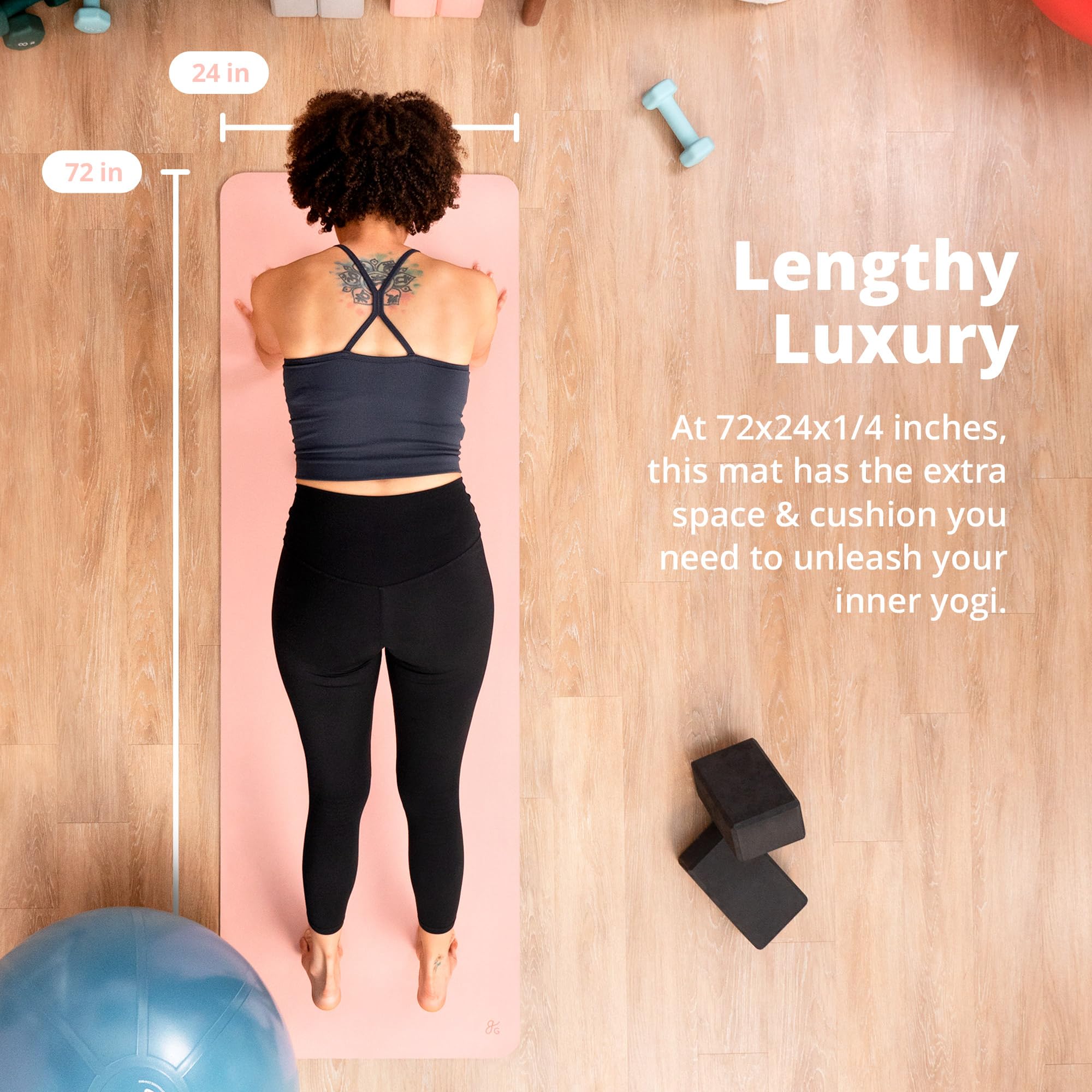 Greater Goods Professional Yoga Mat for Fitness, Balance & Stability - Non-Slip Exercise Mat with Carrying Strap - Perfect for Home Workouts, Yoga Studios & Gym Sessions
