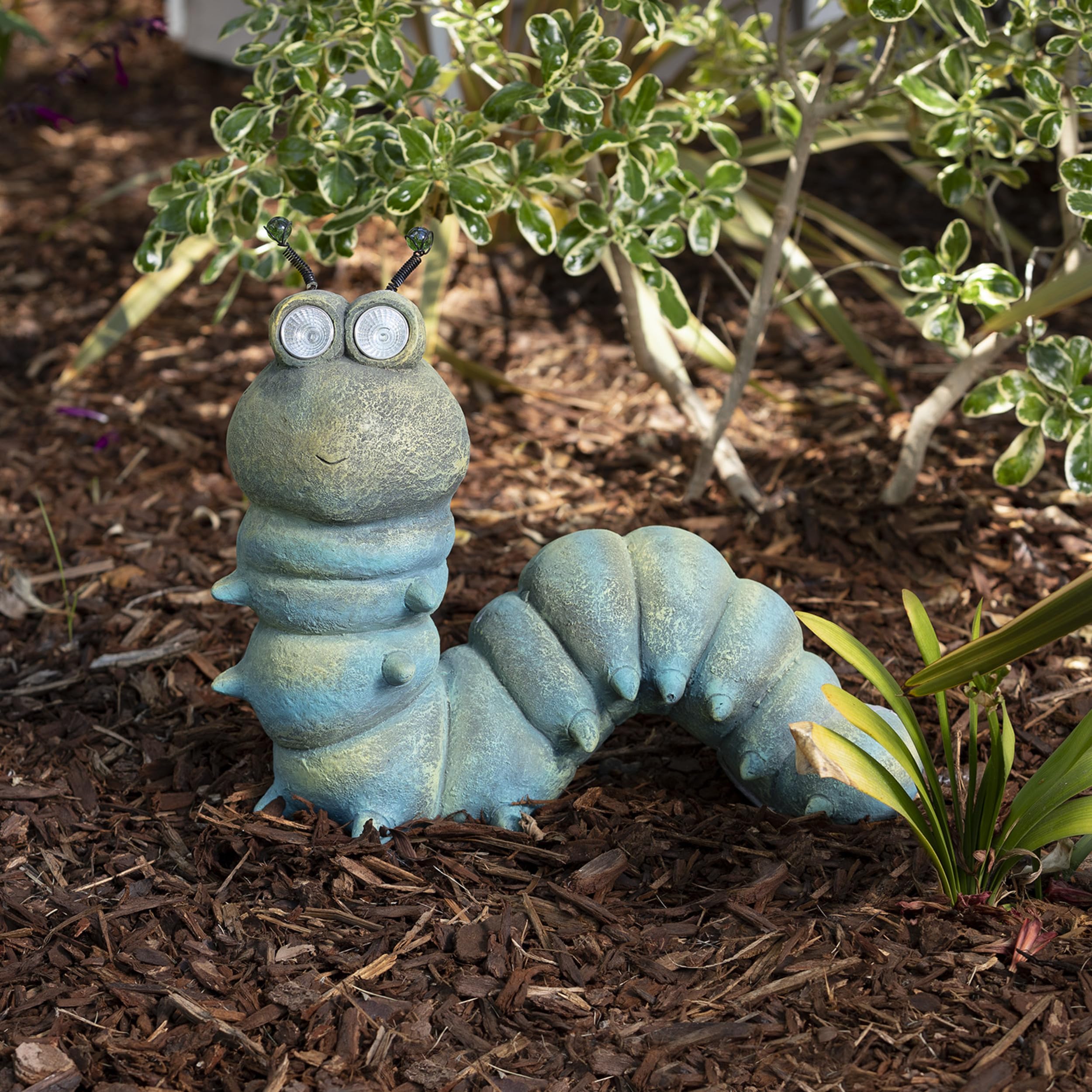 Alpine Corporation FCC121SLR Solar-Powered LED Garden Caterpillar Statue – 16