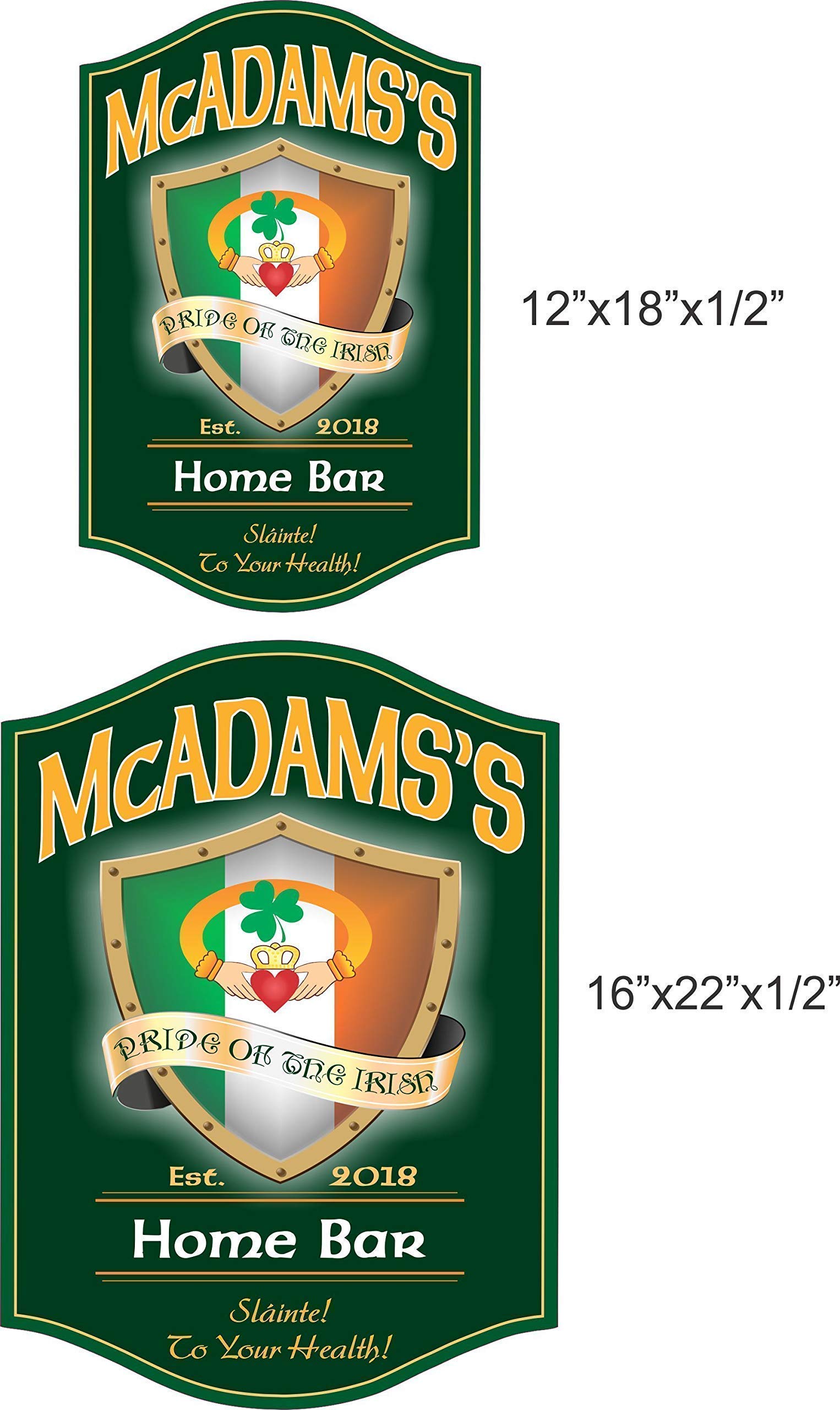 Personalized Claddagh Flag Irish Bar Sign - Custom PVC Pub Decor for Home & Irish Themed Parties | Perfect for St. Patrick's Day, Pubs, and Celtic Home Decor
