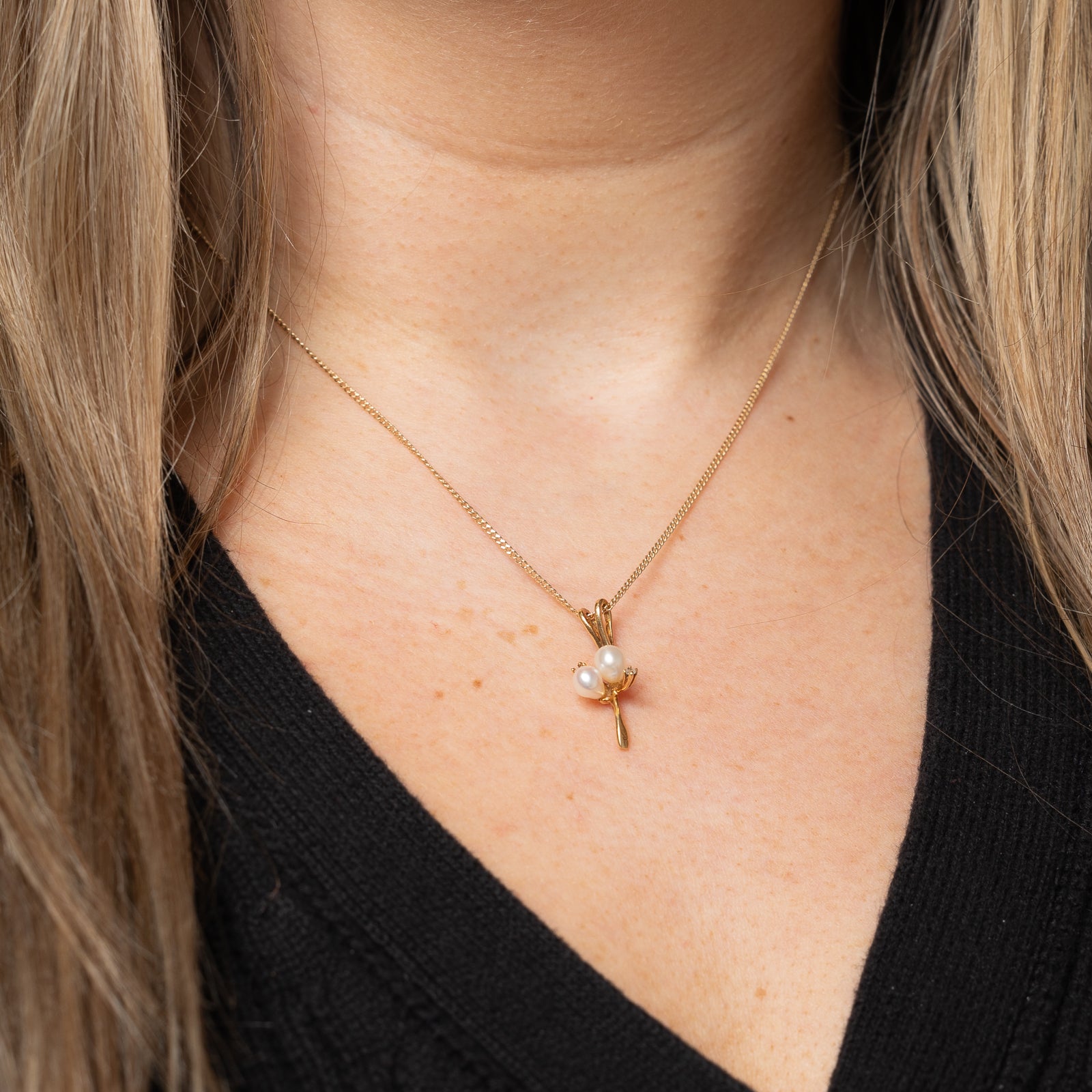 0.03ctw Pearl & Diamond Drop Pendant Necklace - Elegant Jewelry for Women, Perfect for Weddings, Anniversaries & Special Occasions