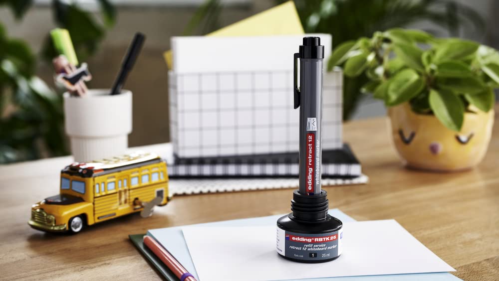 Edding Retractable Whiteboard Marker Pen - Blue Dry Erase Markers for Office, Classroom & Home Use - Smooth Writing, Low Odor, Refillable White Board Markers