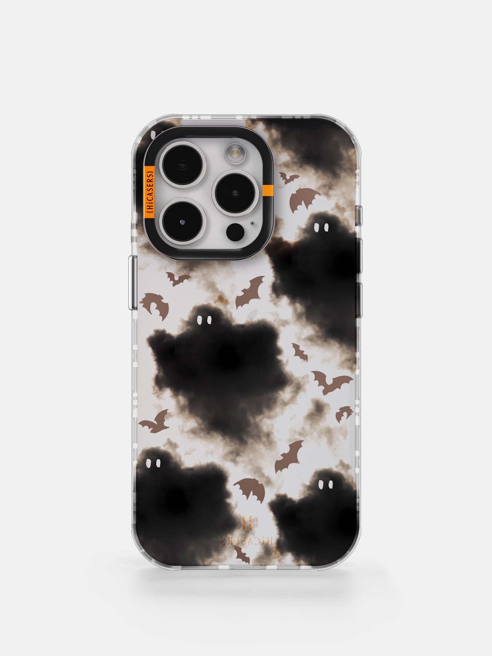 Iridescent Cloudy Ghosts Pattern Phone Case - Deep Grey | Trendy Protective Cover for iPhone & Samsung | Perfect for Halloween, Spooky Themes & Unique Style Lovers