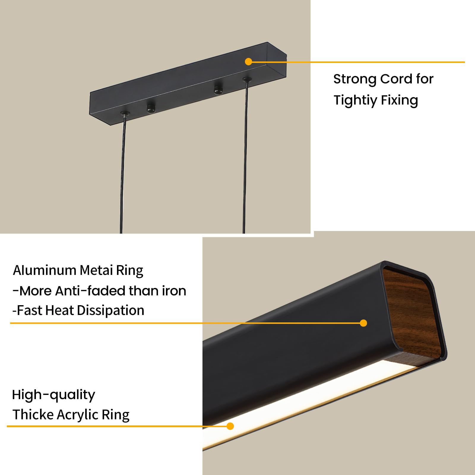 Mikeru 100CM Modern Linear LED Pendant Light - Dimmable Kitchen Island Lighting with Remote Control (3000K/4500K/6500K) for Dining Room, Pool Table & Home Decor | Energy Efficient Hanging Light Fixture for Modern Interiors