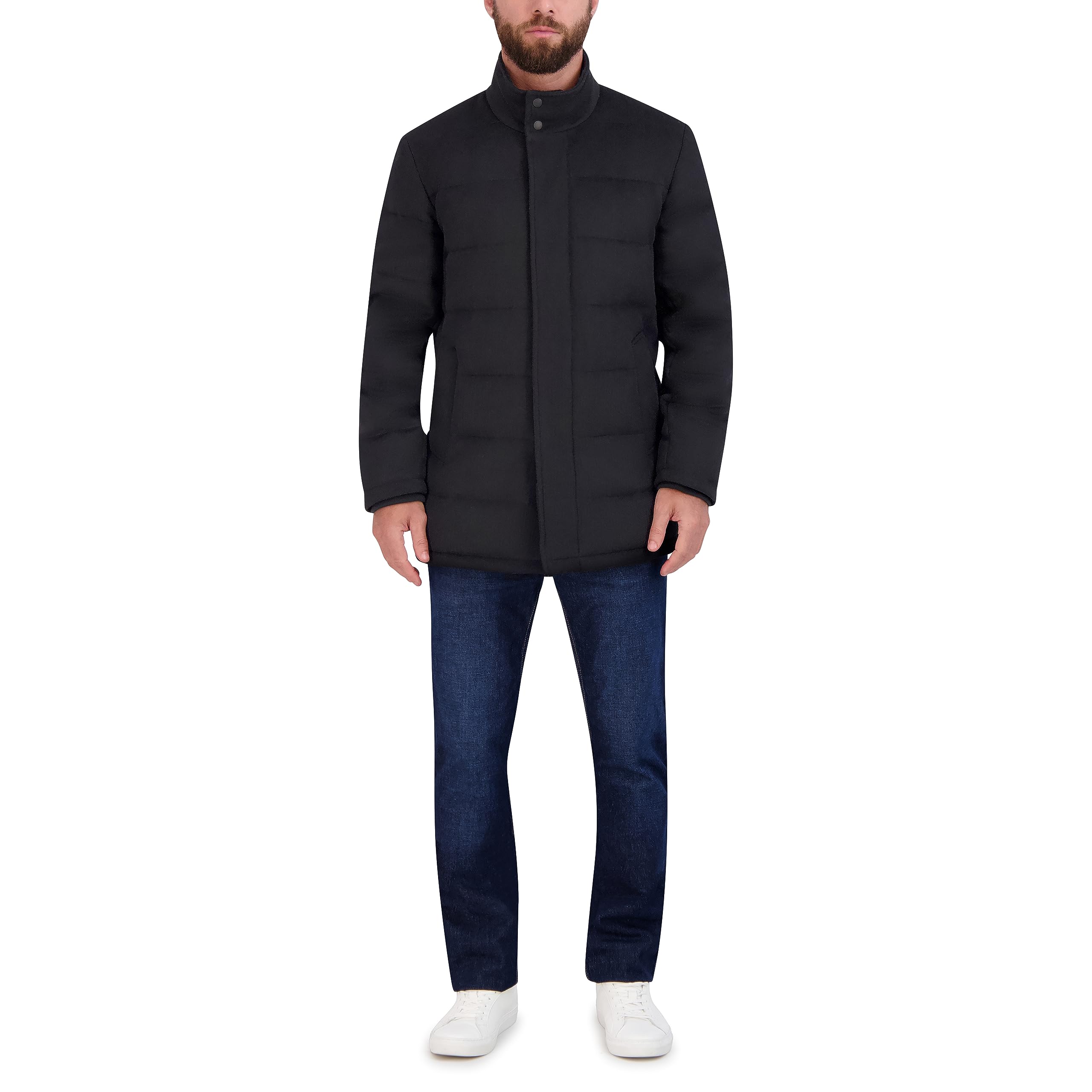 Cole Haan Men's Wool Padded Coat - Winter Warm Jacket for Business & Casual Wear | Water-Resistant Outerwear for Office, Travel & Outdoor Activities